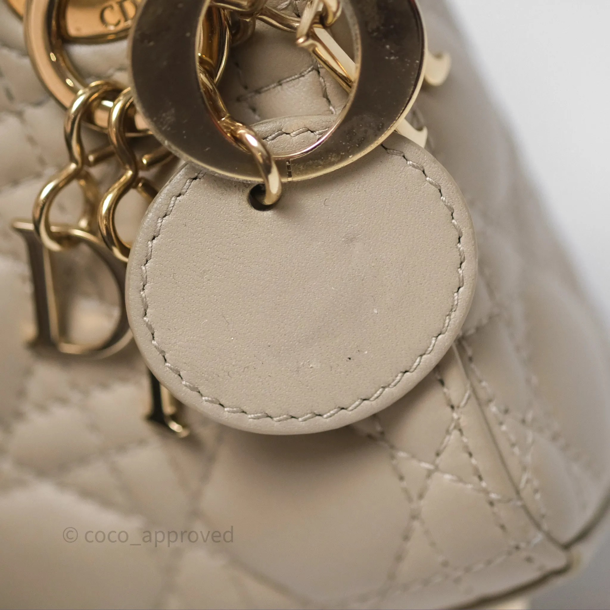 Christian Dior Micro Lady Dior Cannage Beige Lambskin Gold Hardware