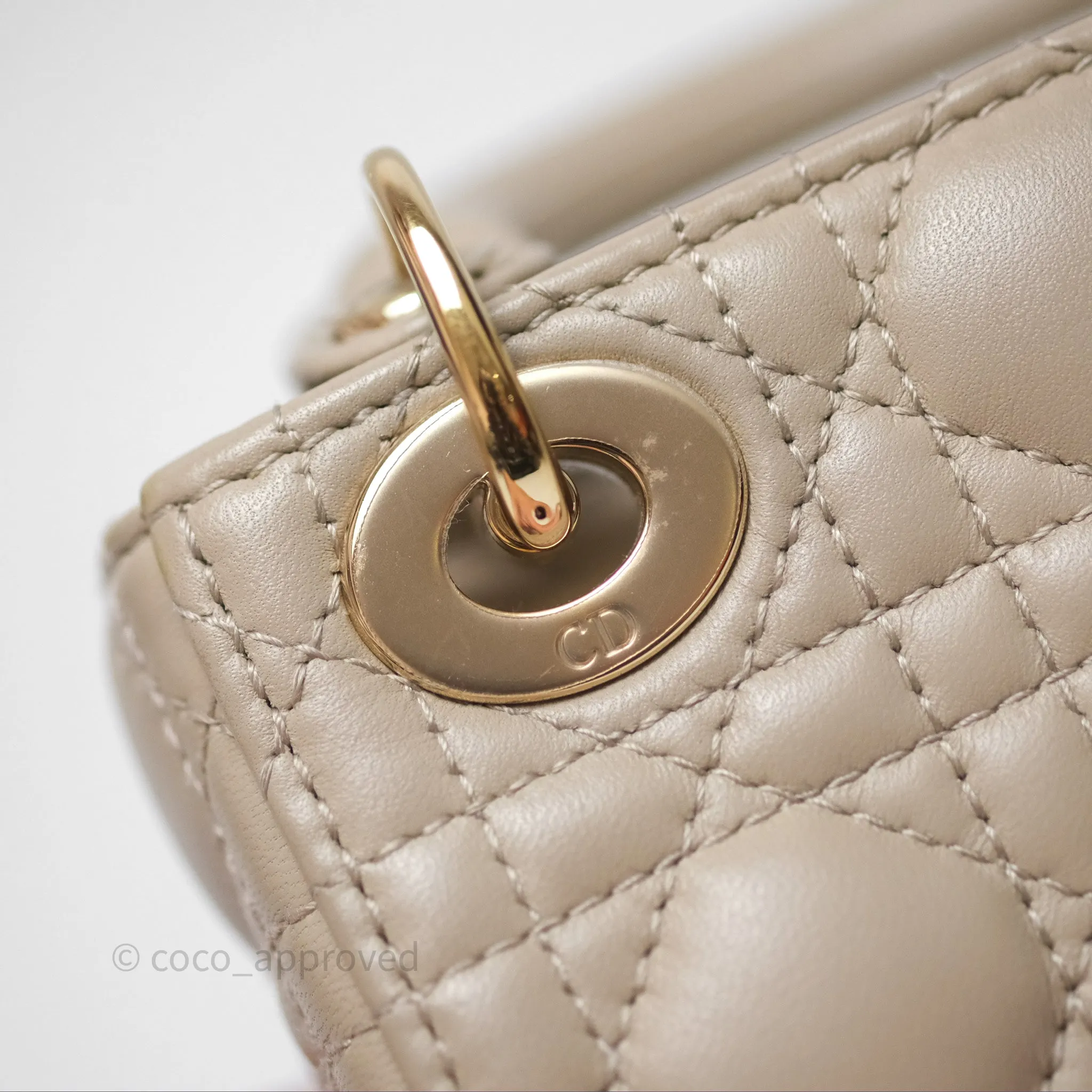 Christian Dior Micro Lady Dior Cannage Beige Lambskin Gold Hardware