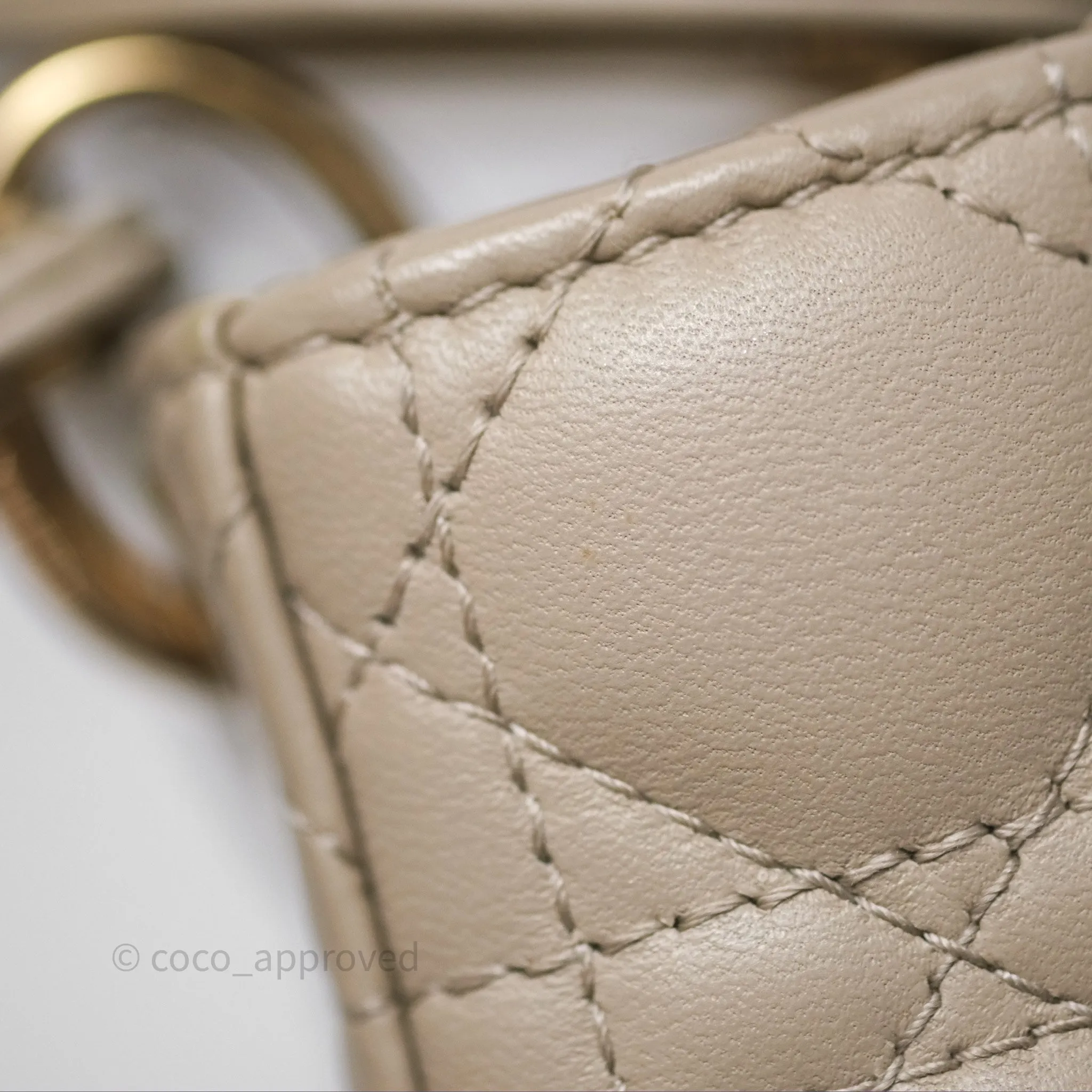 Christian Dior Micro Lady Dior Cannage Beige Lambskin Gold Hardware