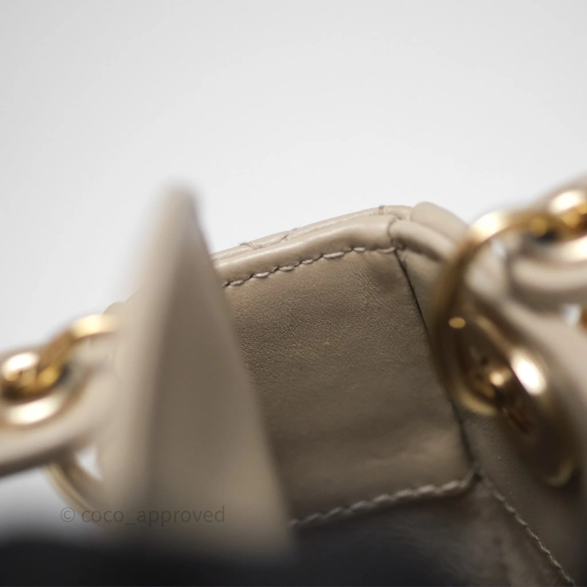 Christian Dior Micro Lady Dior Cannage Beige Lambskin Gold Hardware