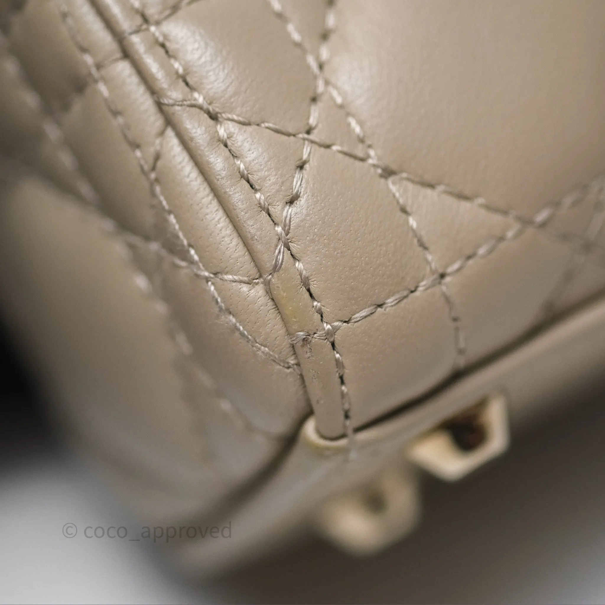 Christian Dior Micro Lady Dior Cannage Beige Lambskin Gold Hardware