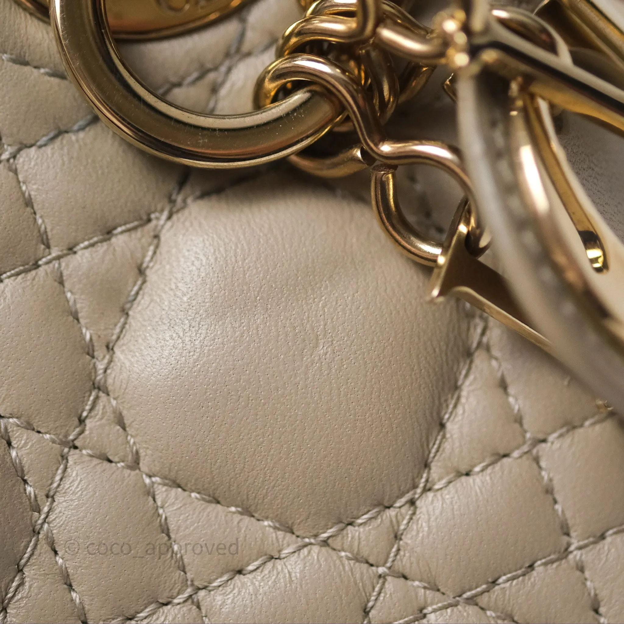 Christian Dior Micro Lady Dior Cannage Beige Lambskin Gold Hardware