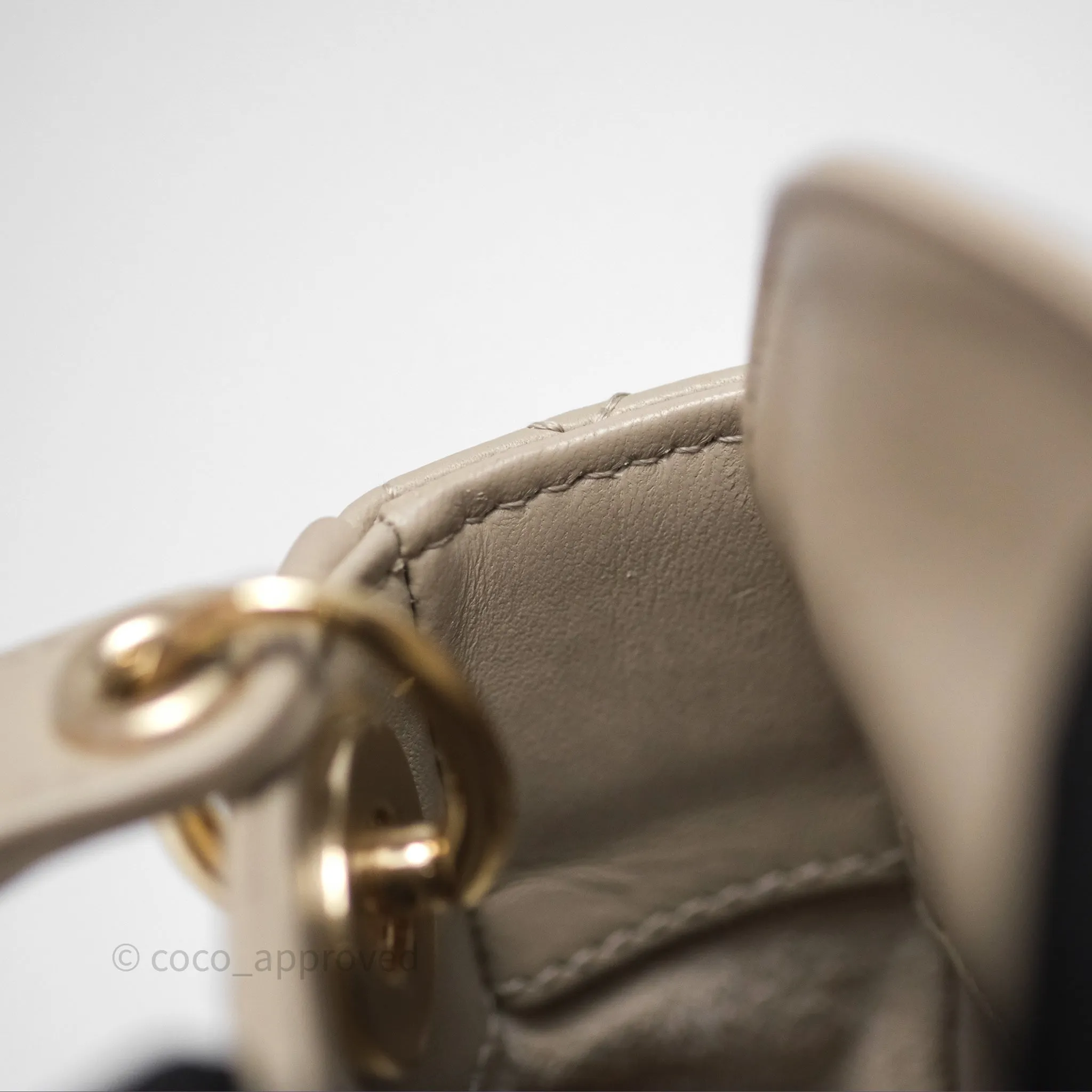 Christian Dior Micro Lady Dior Cannage Beige Lambskin Gold Hardware