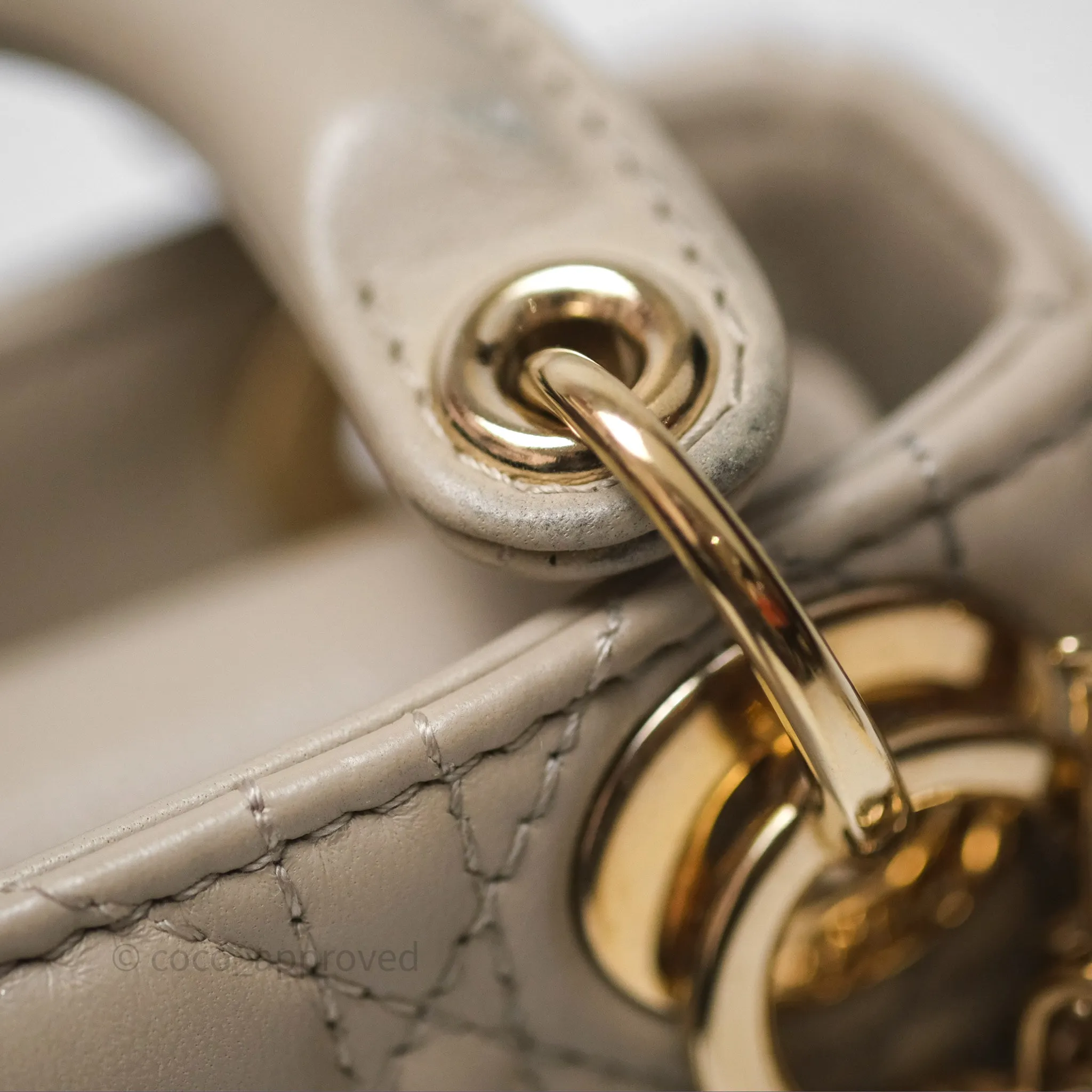 Christian Dior Micro Lady Dior Cannage Beige Lambskin Gold Hardware