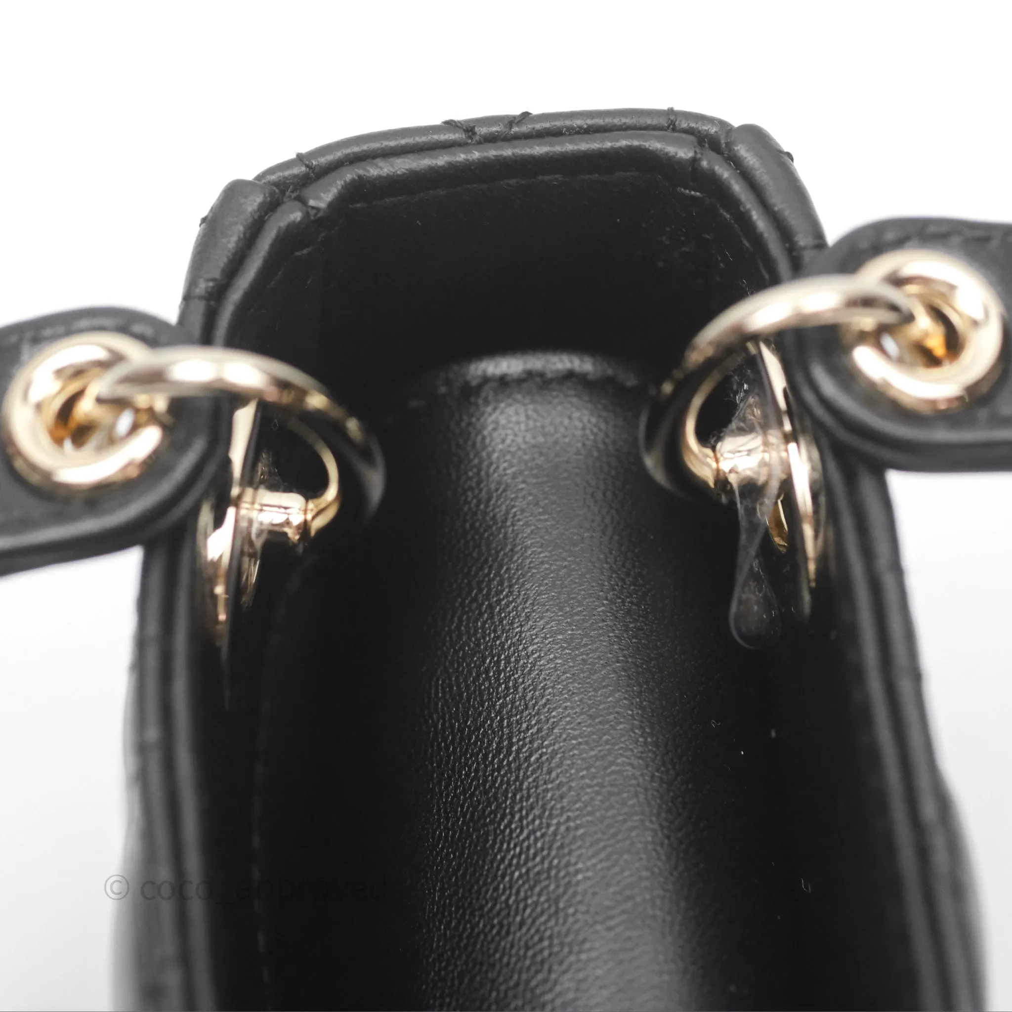 Christian Dior Micro Lady Dior Cannage Black Lambskin Gold Hardware