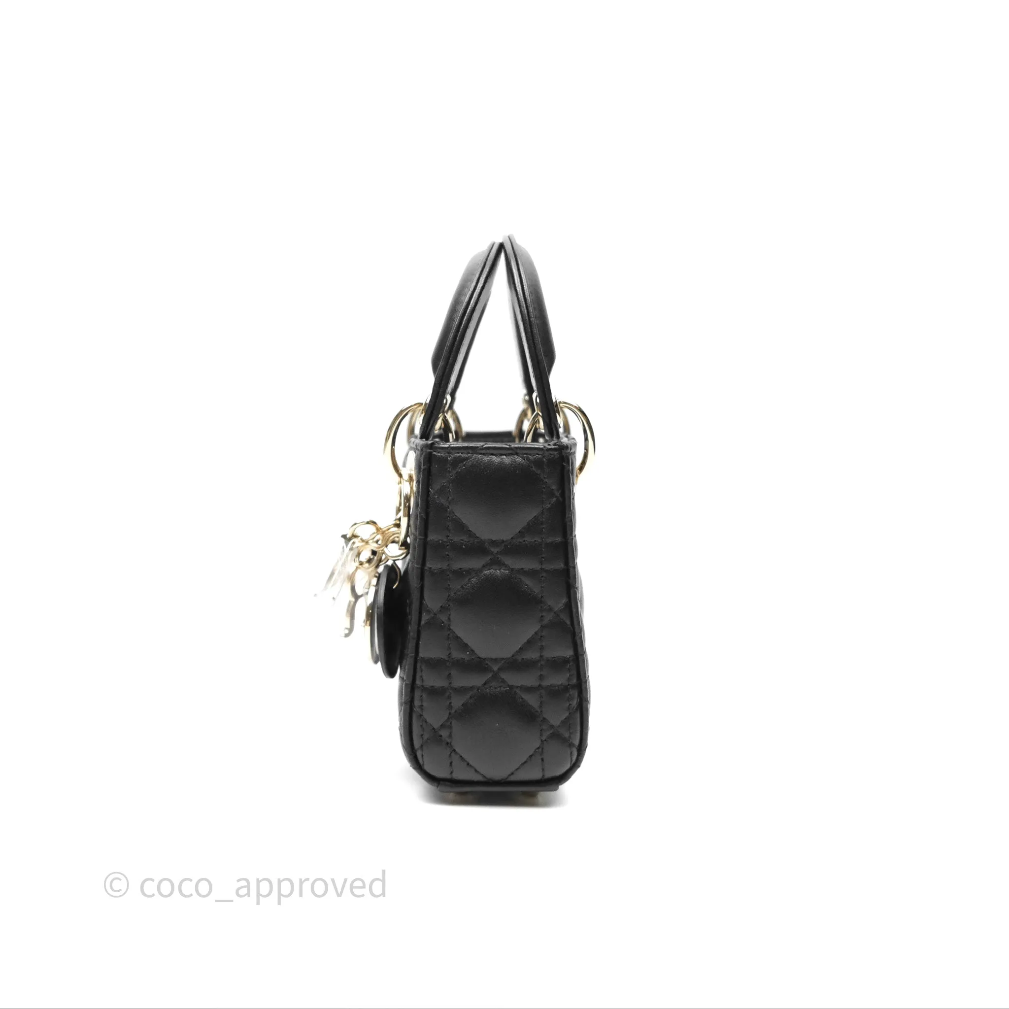 Christian Dior Micro Lady Dior Cannage Black Lambskin Gold Hardware