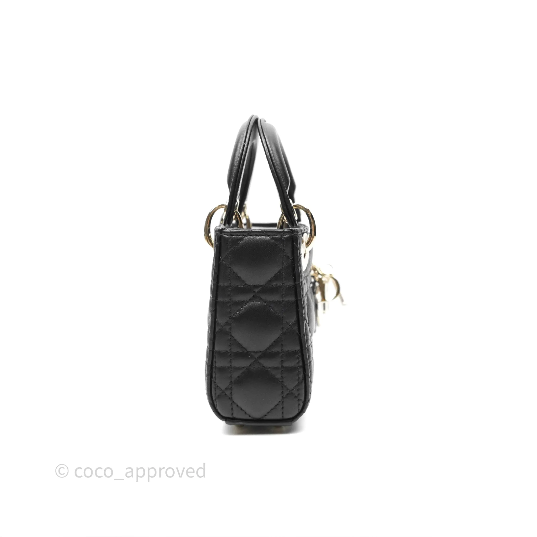 Christian Dior Micro Lady Dior Cannage Black Lambskin Gold Hardware