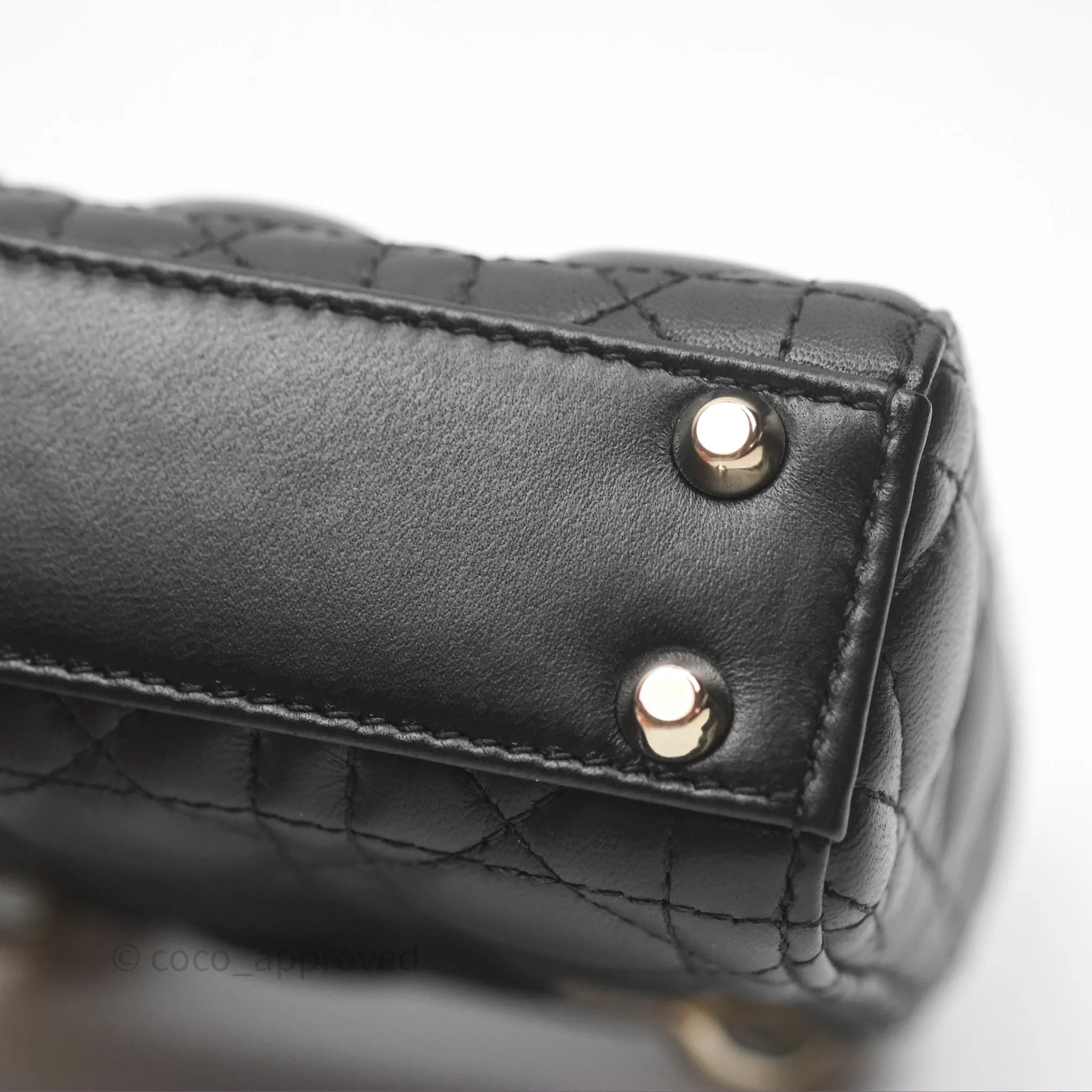 Christian Dior Micro Lady Dior Cannage Black Lambskin Gold Hardware