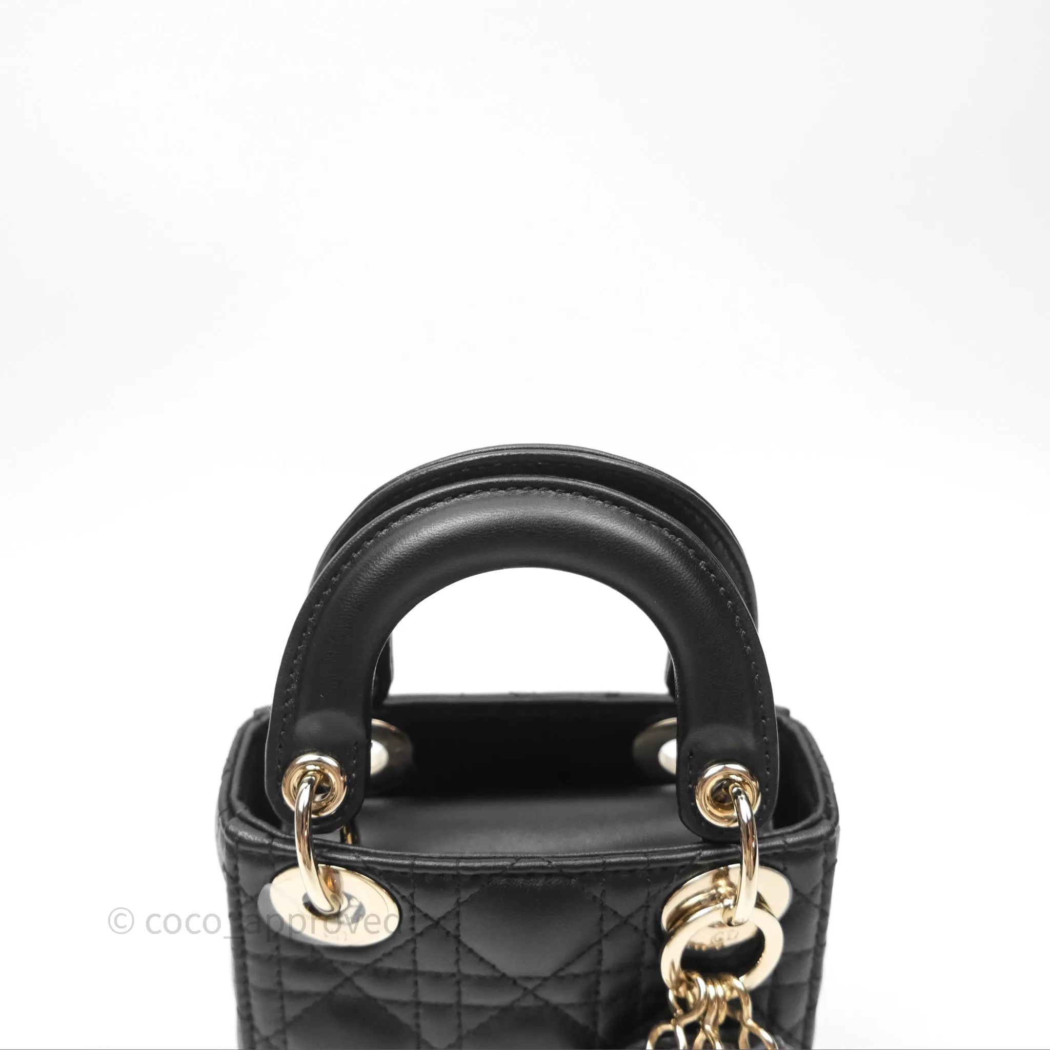Christian Dior Micro Lady Dior Cannage Black Lambskin Gold Hardware