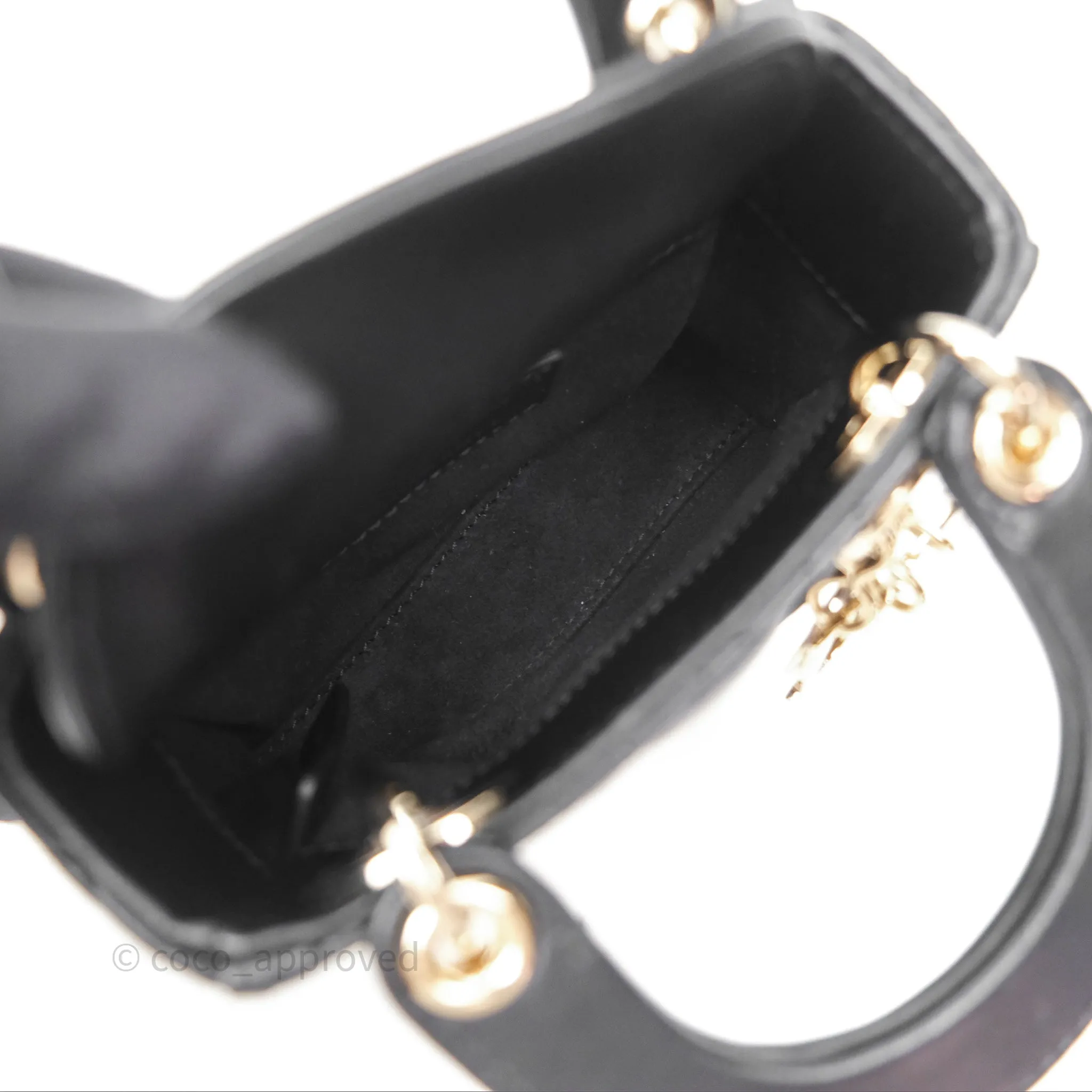 Christian Dior Micro Lady Dior Cannage Black Lambskin Gold Hardware