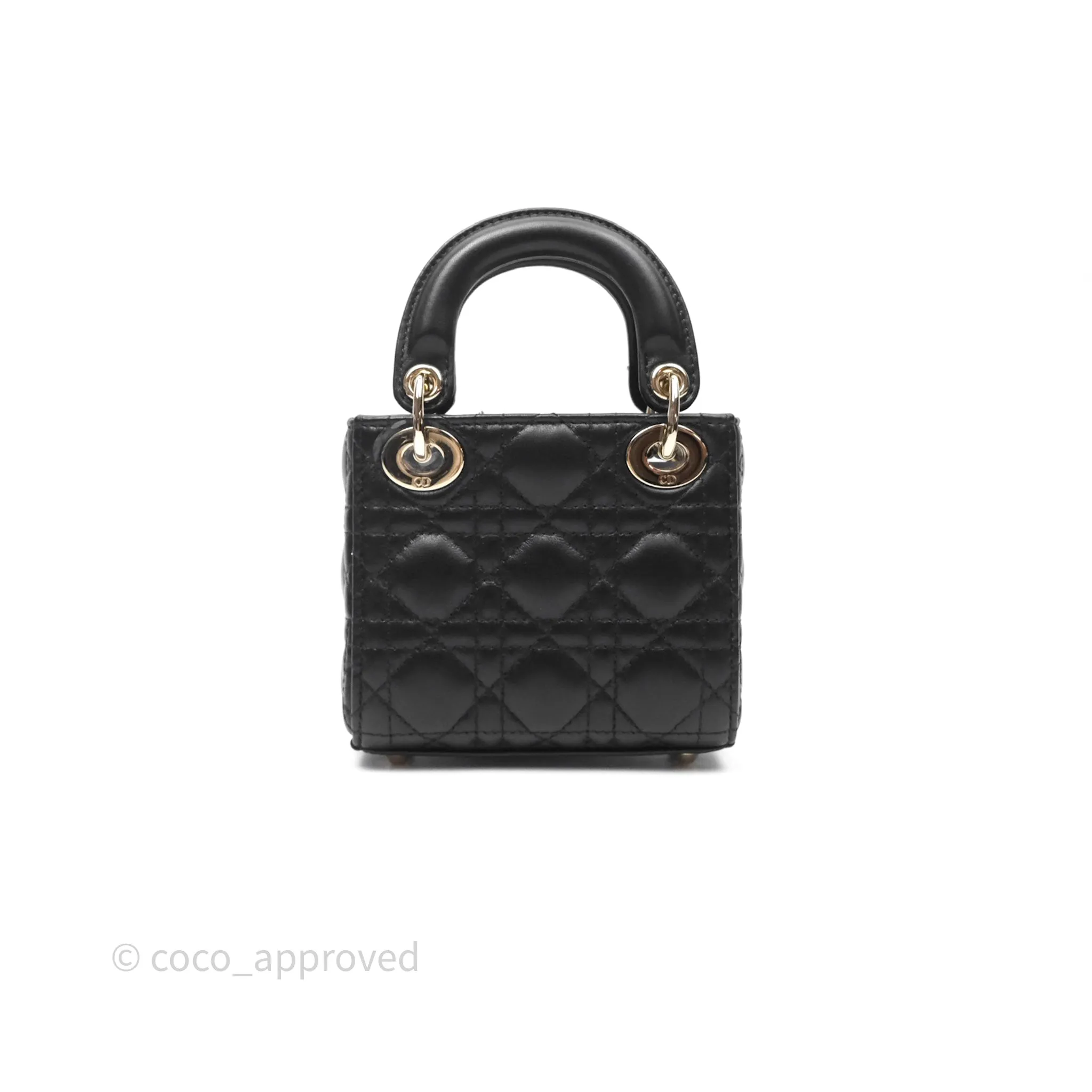Christian Dior Micro Lady Dior Cannage Black Lambskin Gold Hardware