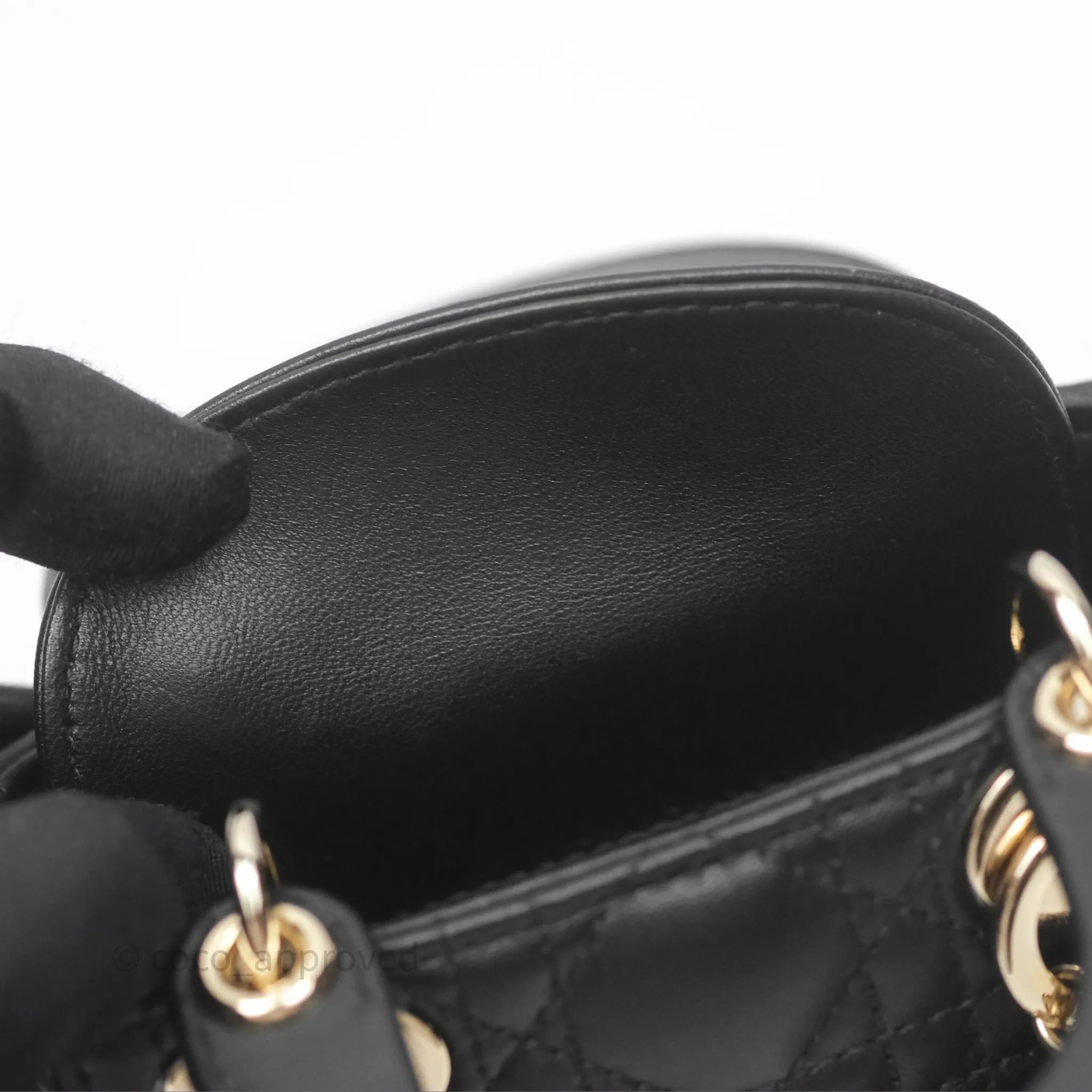 Christian Dior Micro Lady Dior Cannage Black Lambskin Gold Hardware