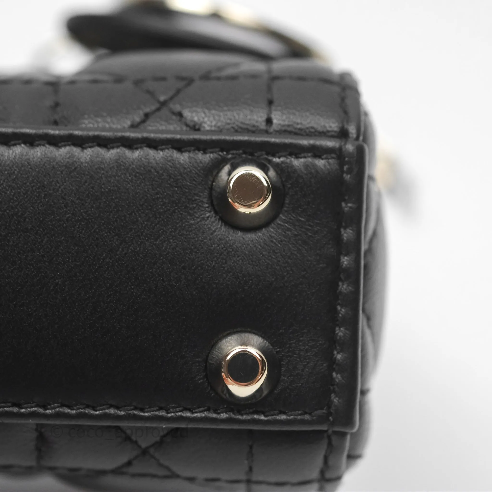 Christian Dior Micro Lady Dior Cannage Black Lambskin Gold Hardware