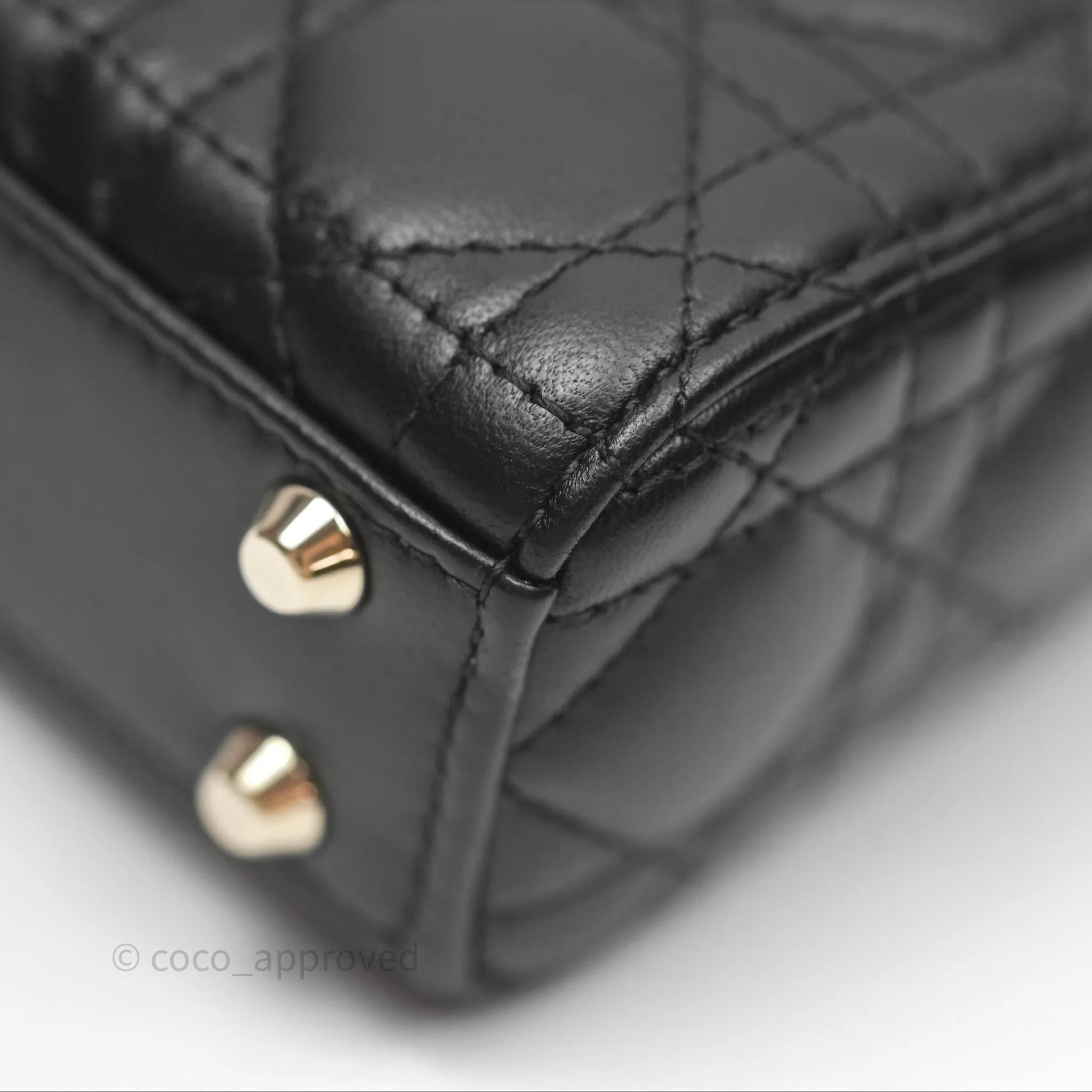 Christian Dior Micro Lady Dior Cannage Black Lambskin Gold Hardware