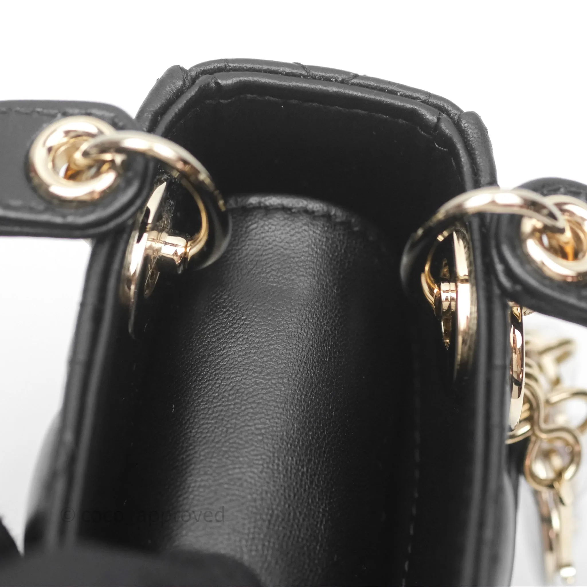 Christian Dior Micro Lady Dior Cannage Black Lambskin Gold Hardware