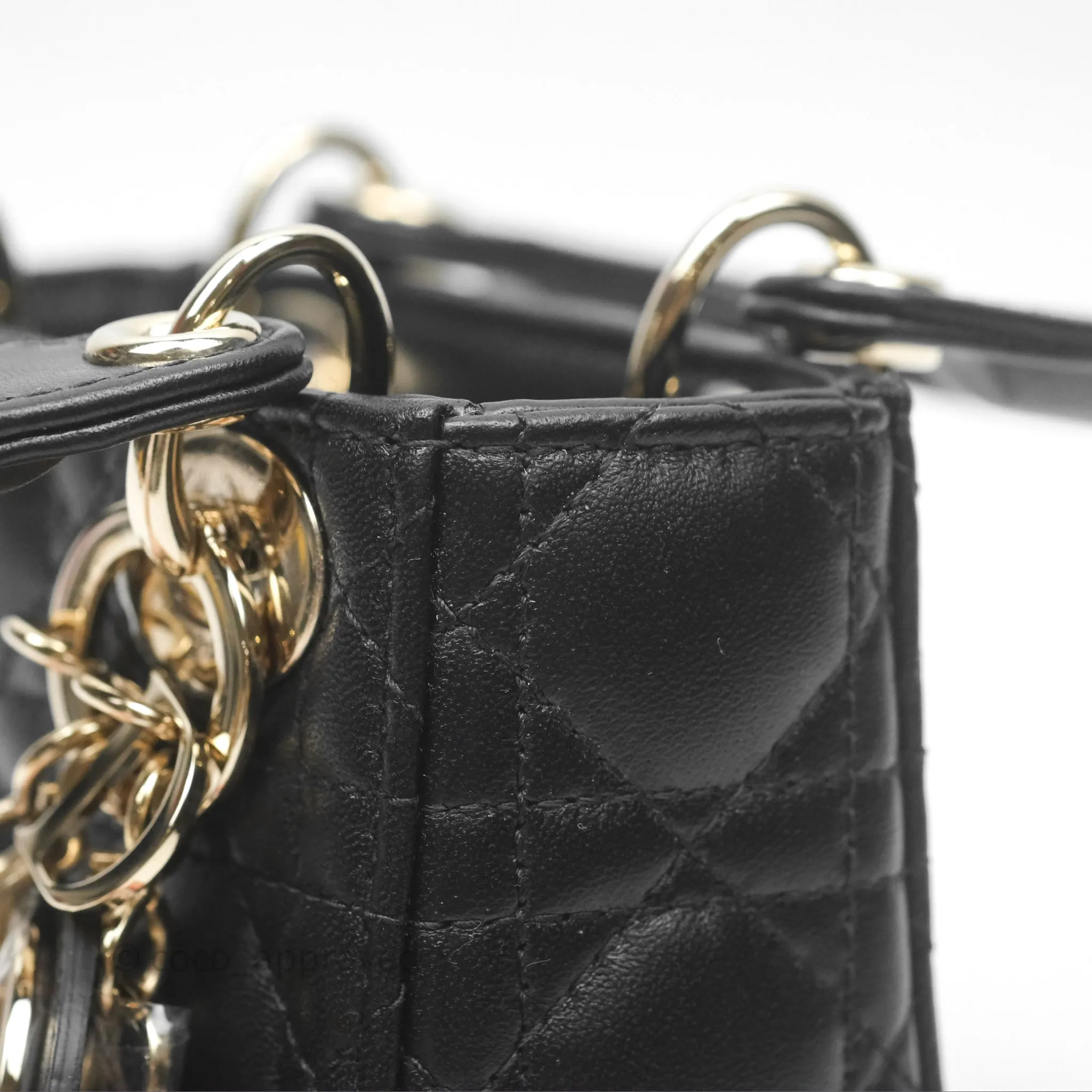 Christian Dior Micro Lady Dior Cannage Black Lambskin Gold Hardware