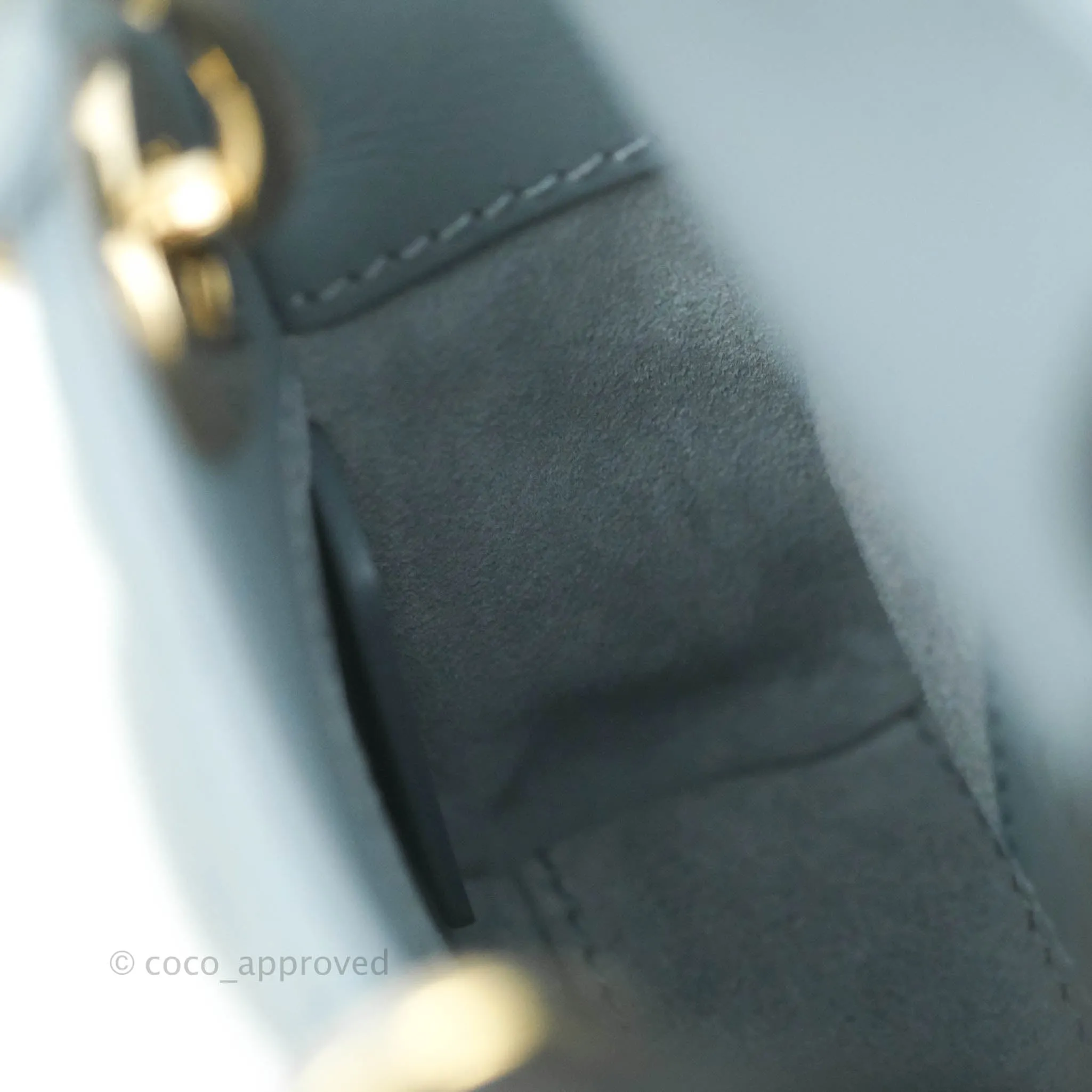 Christian Dior Micro Lady Dior Cannage Blue Grey Lambskin Gold Hardware