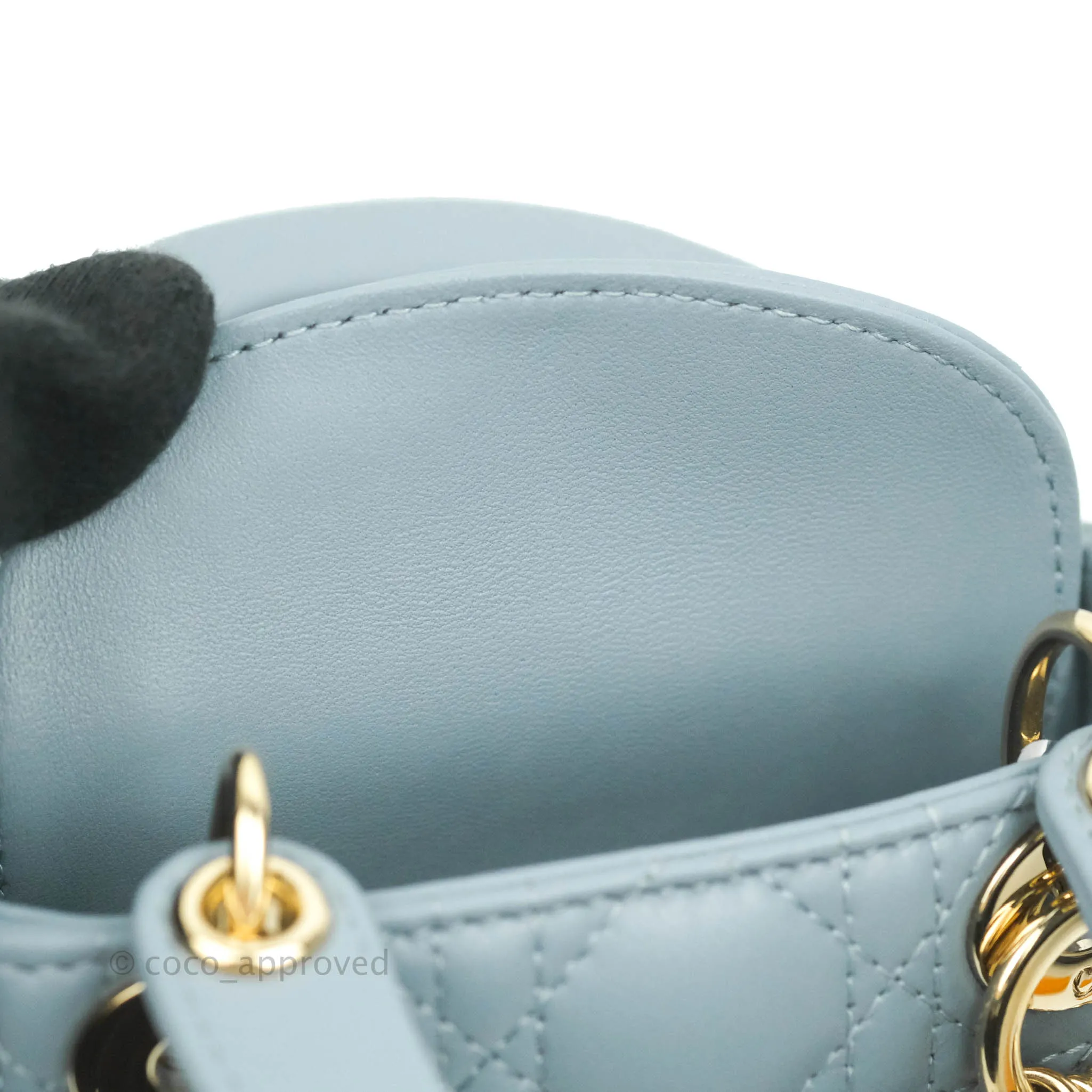 Christian Dior Micro Lady Dior Cannage Blue Grey Lambskin Gold Hardware