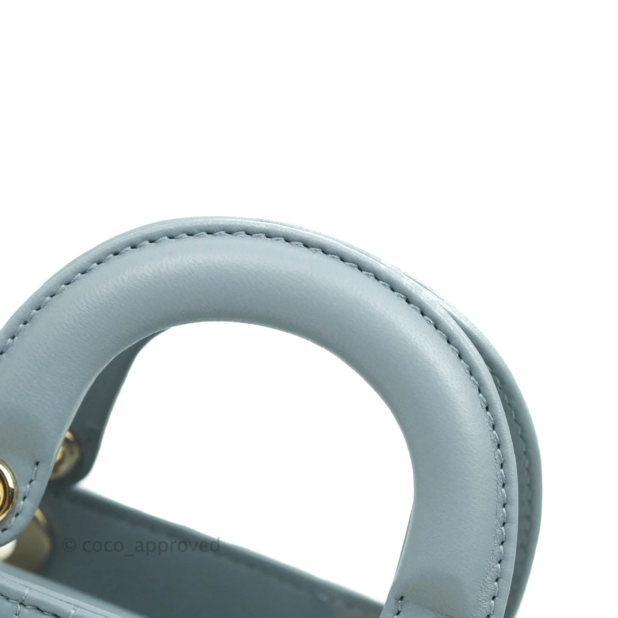Christian Dior Micro Lady Dior Cannage Blue Grey Lambskin Gold Hardware