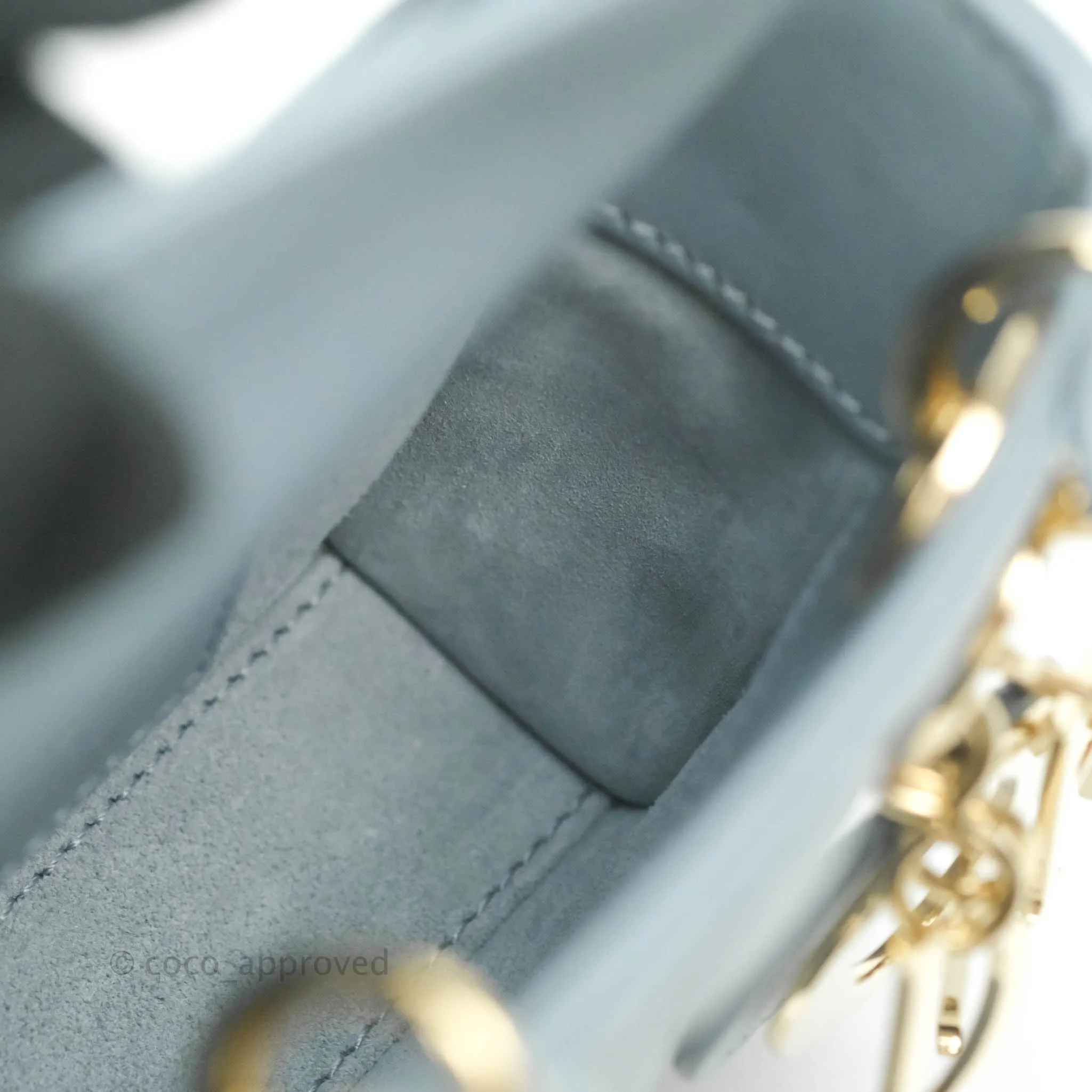 Christian Dior Micro Lady Dior Cannage Blue Grey Lambskin Gold Hardware