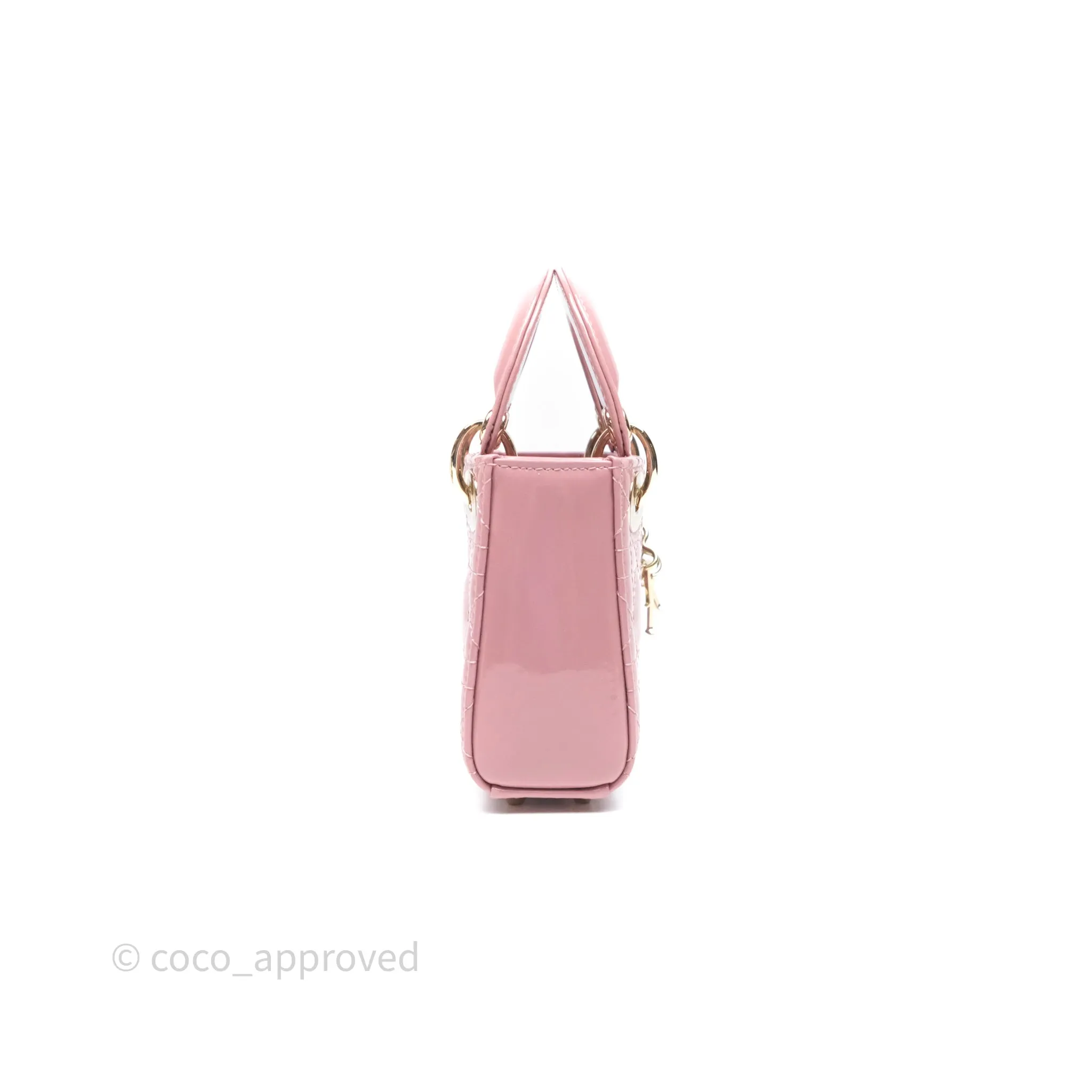 Christian Dior Micro Lady Dior Pink Patent Cannage Calfskin Gold Hardware