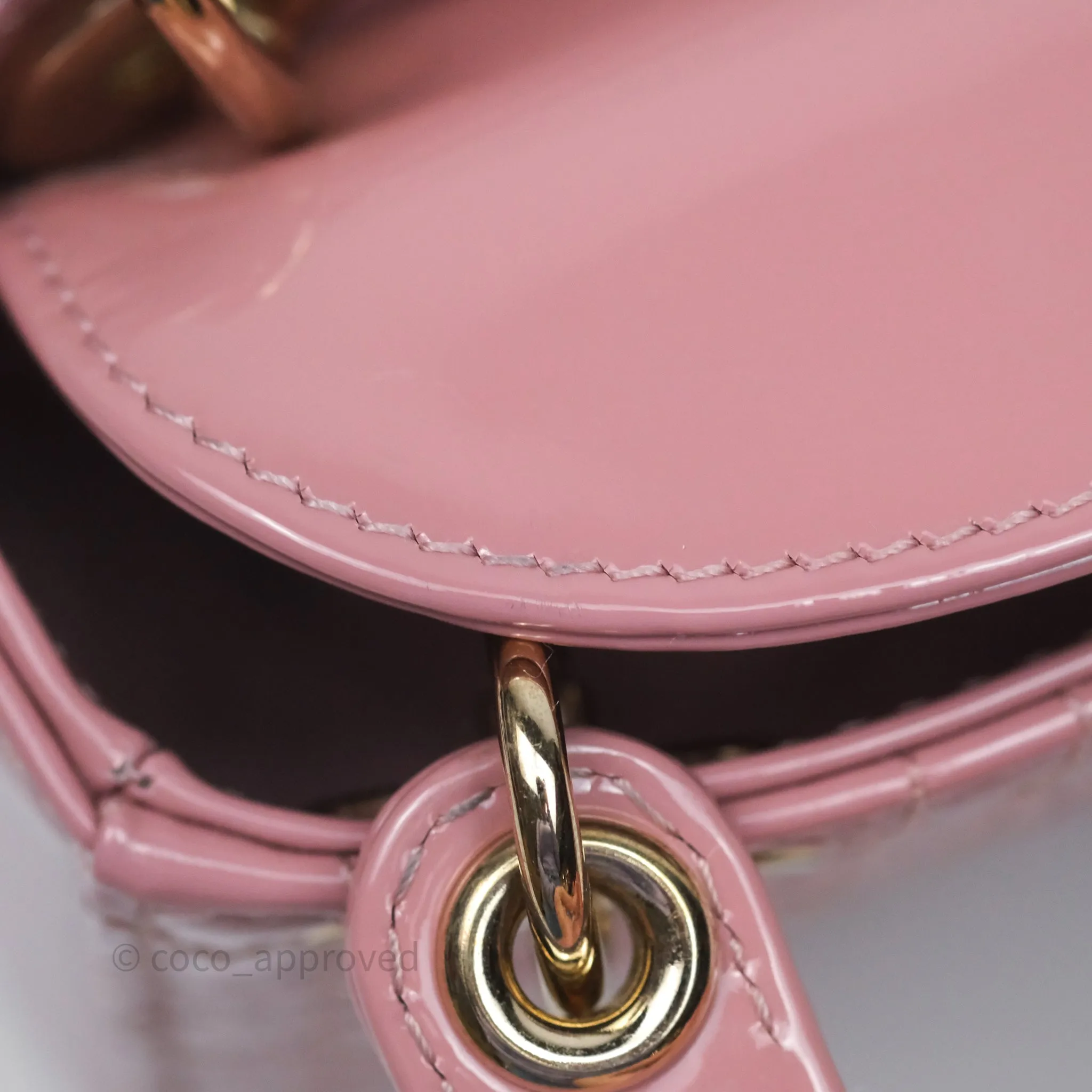 Christian Dior Micro Lady Dior Pink Patent Cannage Calfskin Gold Hardware