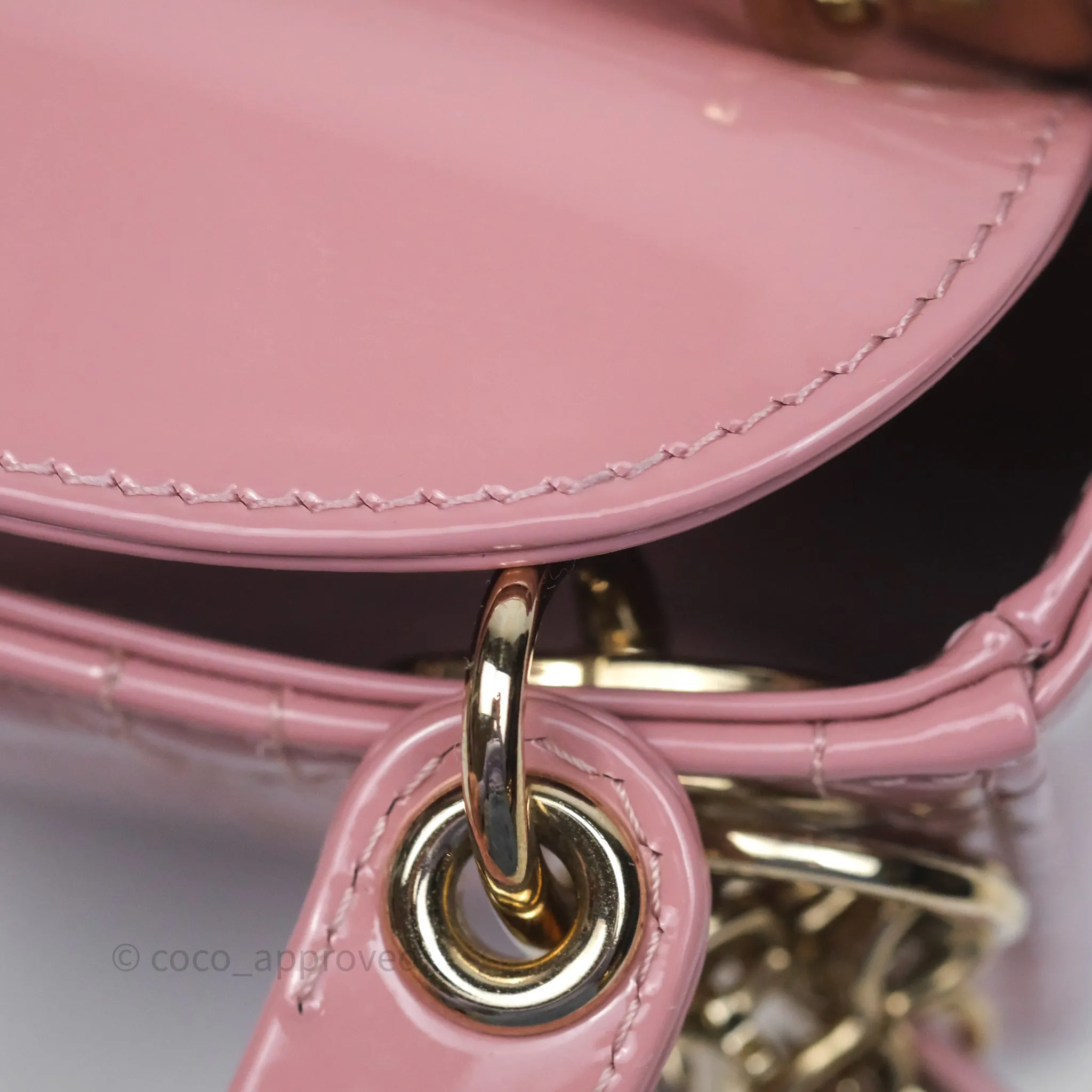 Christian Dior Micro Lady Dior Pink Patent Cannage Calfskin Gold Hardware
