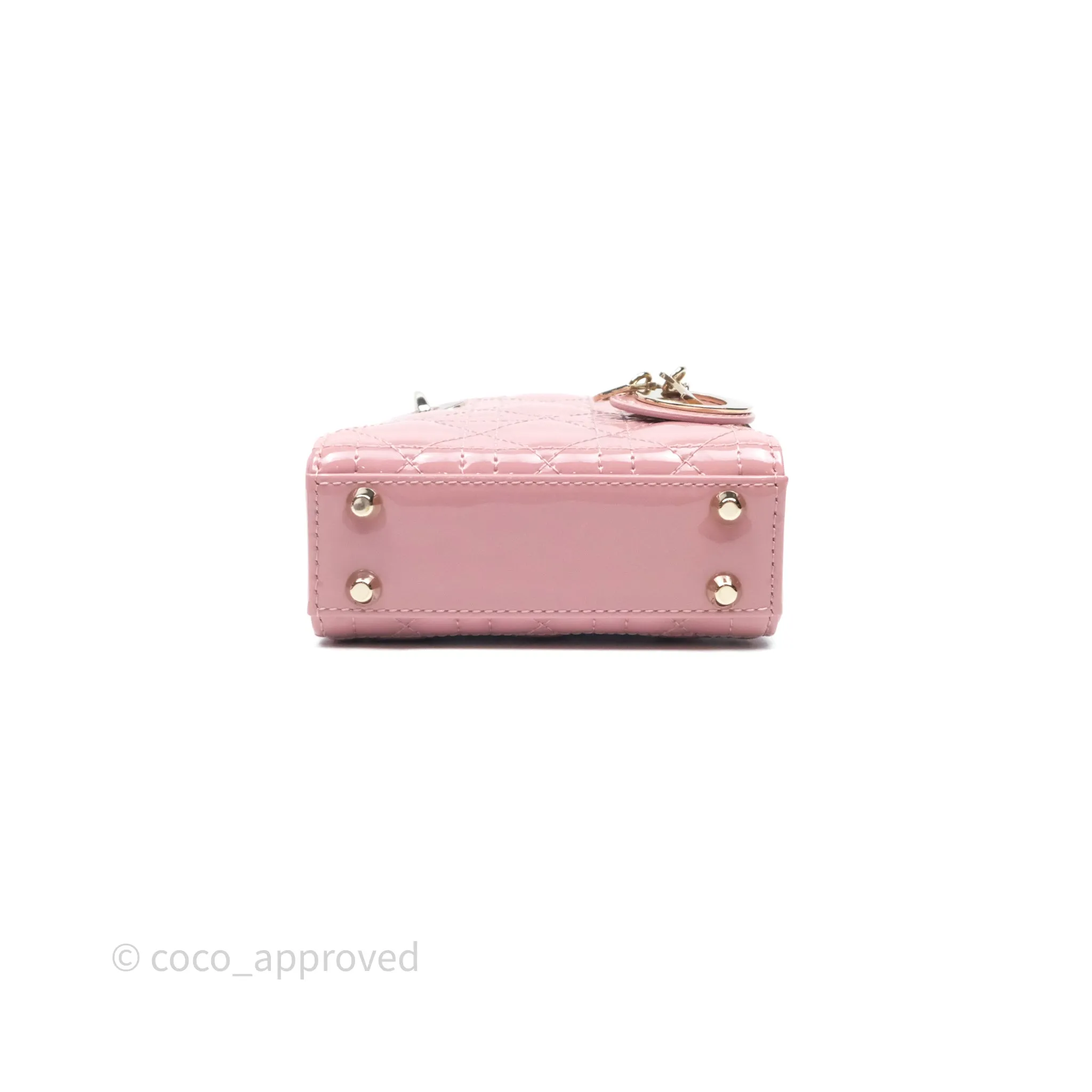 Christian Dior Micro Lady Dior Pink Patent Cannage Calfskin Gold Hardware