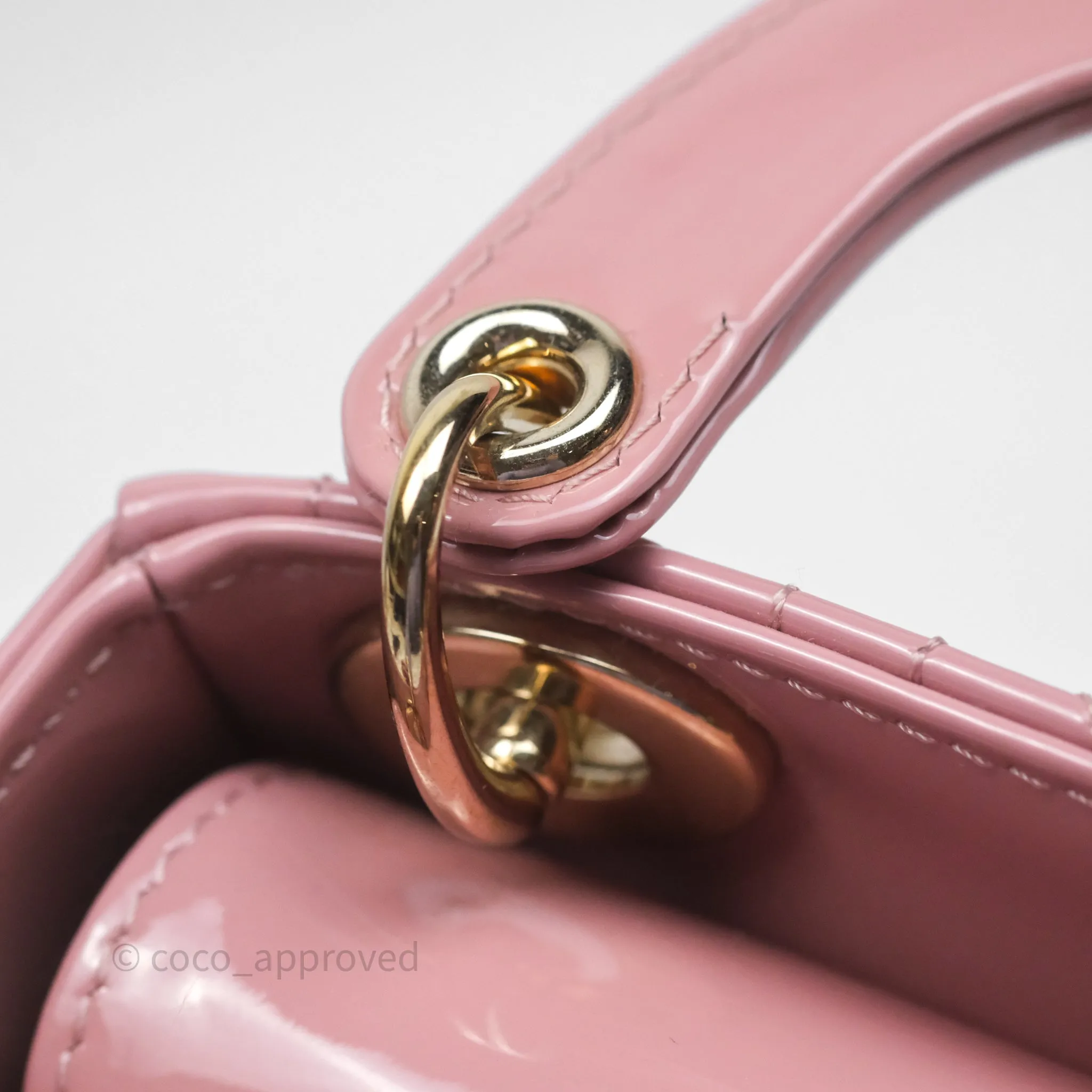 Christian Dior Micro Lady Dior Pink Patent Cannage Calfskin Gold Hardware