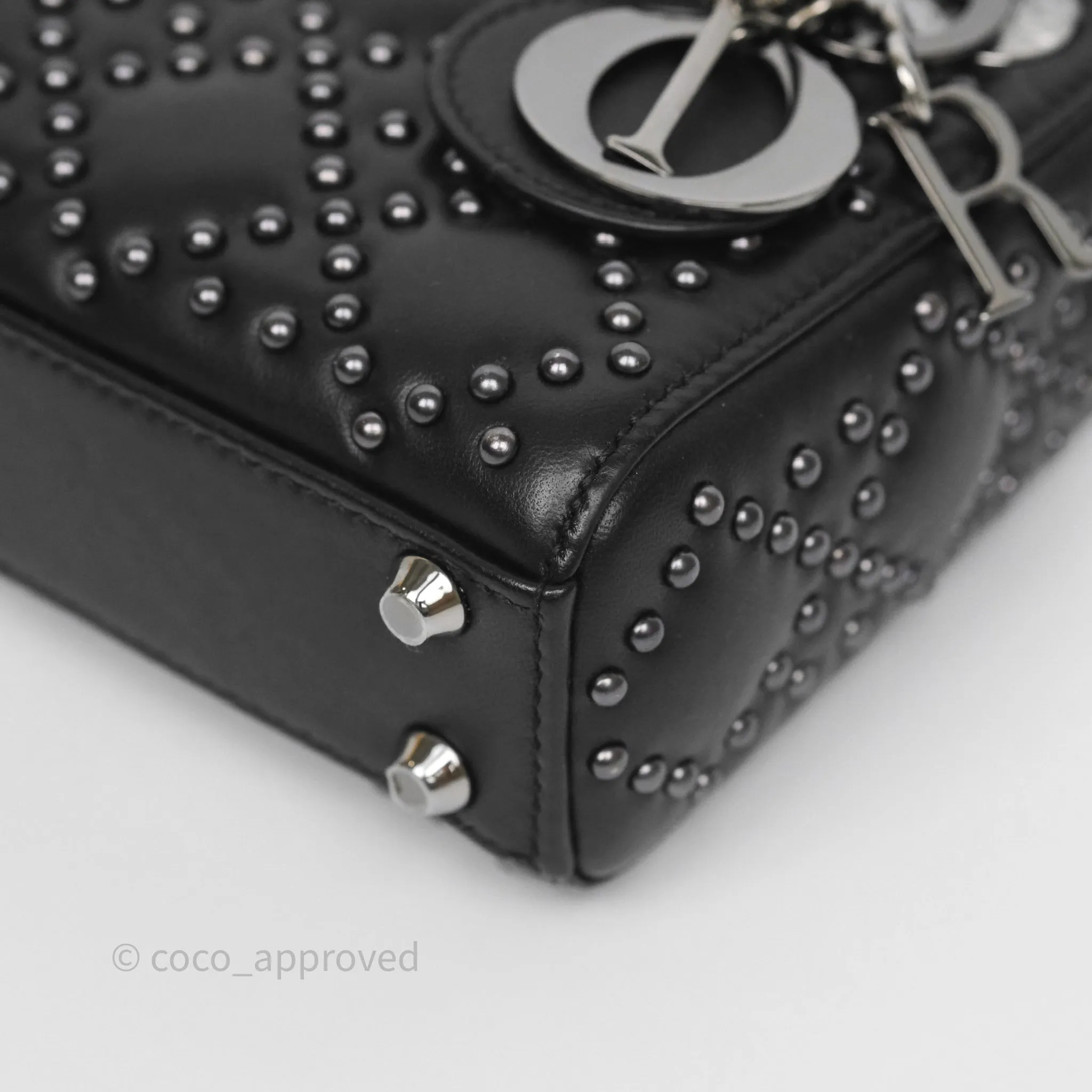 Christian Dior Micro Lady Dior Studded Cannage Black Lambskin