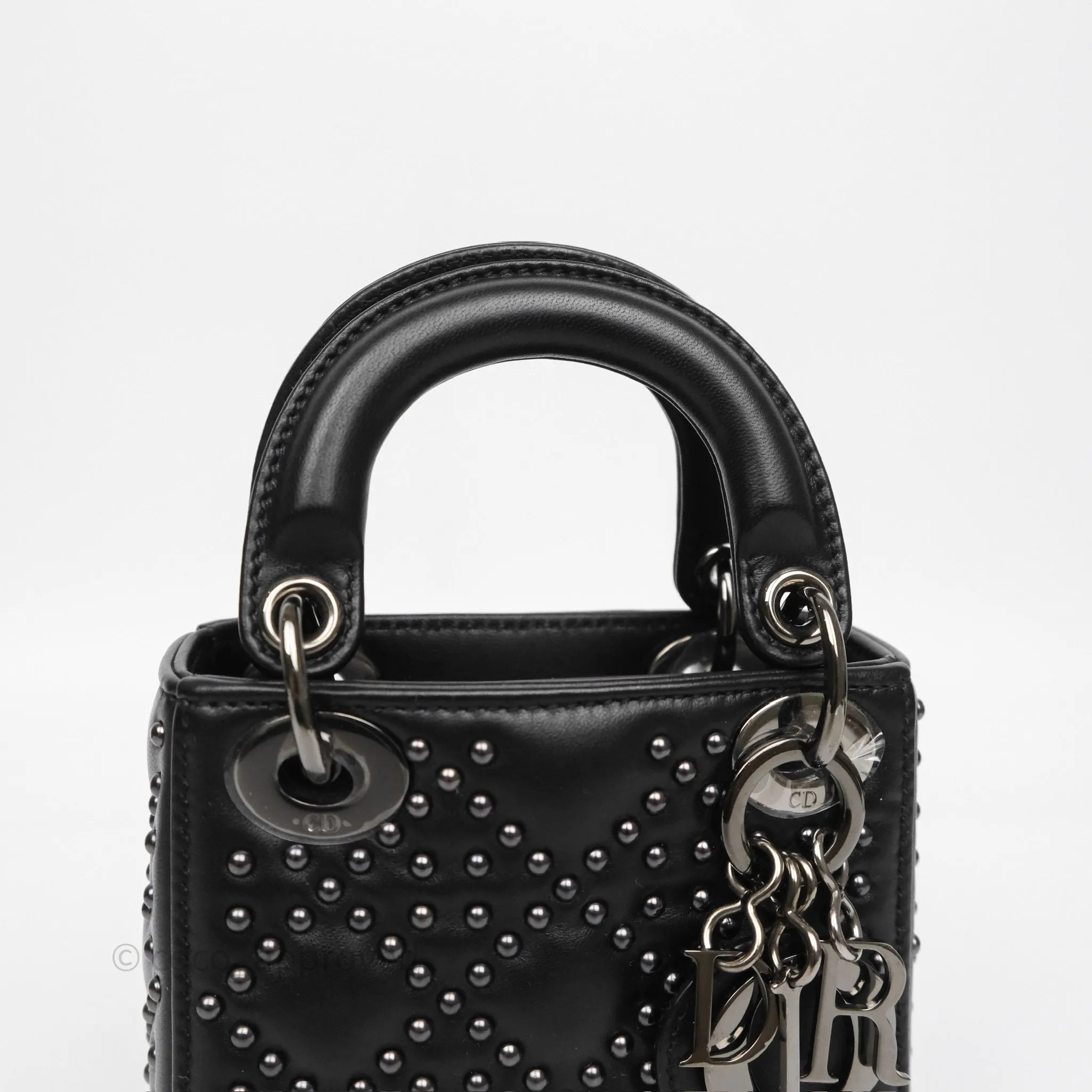 Christian Dior Micro Lady Dior Studded Cannage Black Lambskin