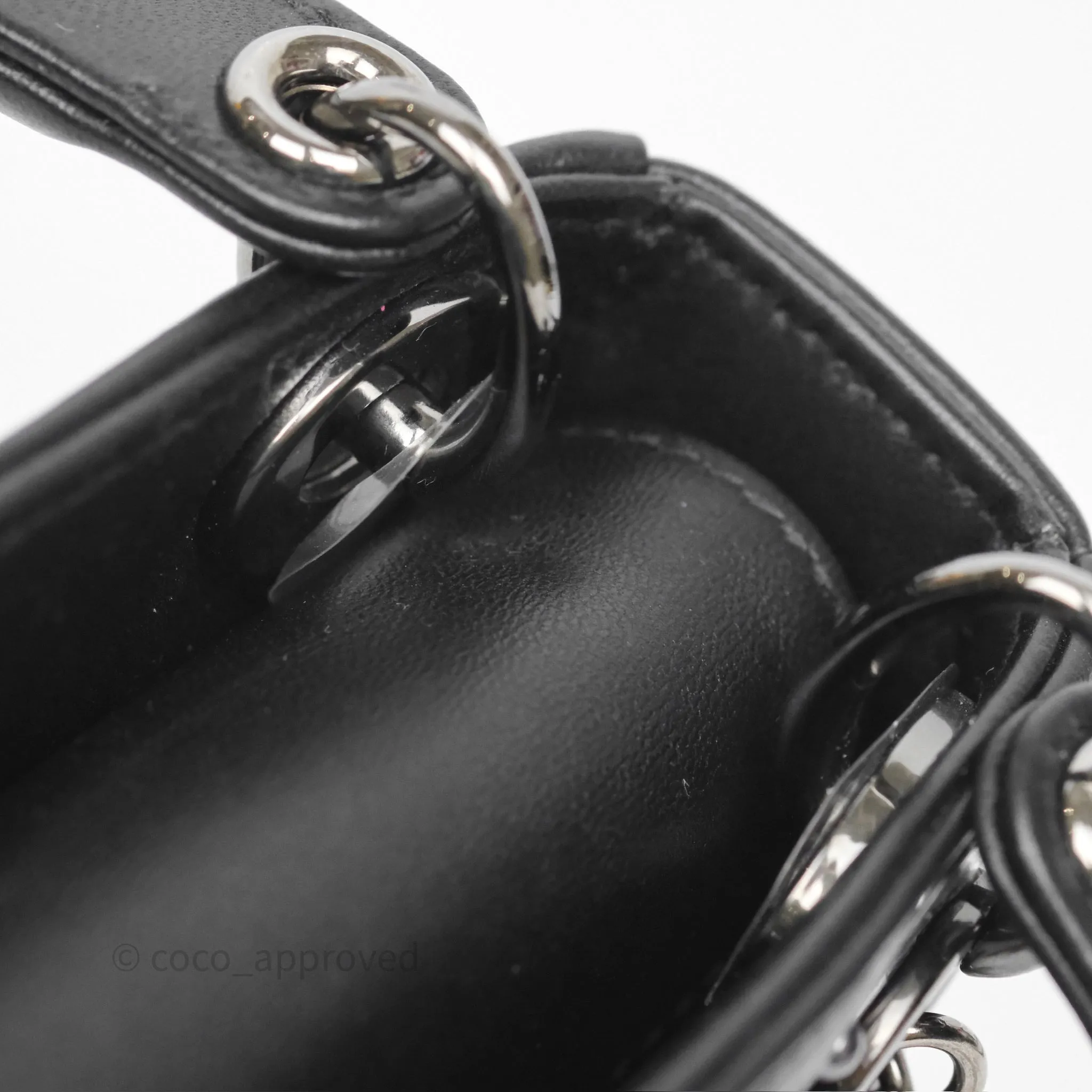 Christian Dior Micro Lady Dior Studded Cannage Black Lambskin