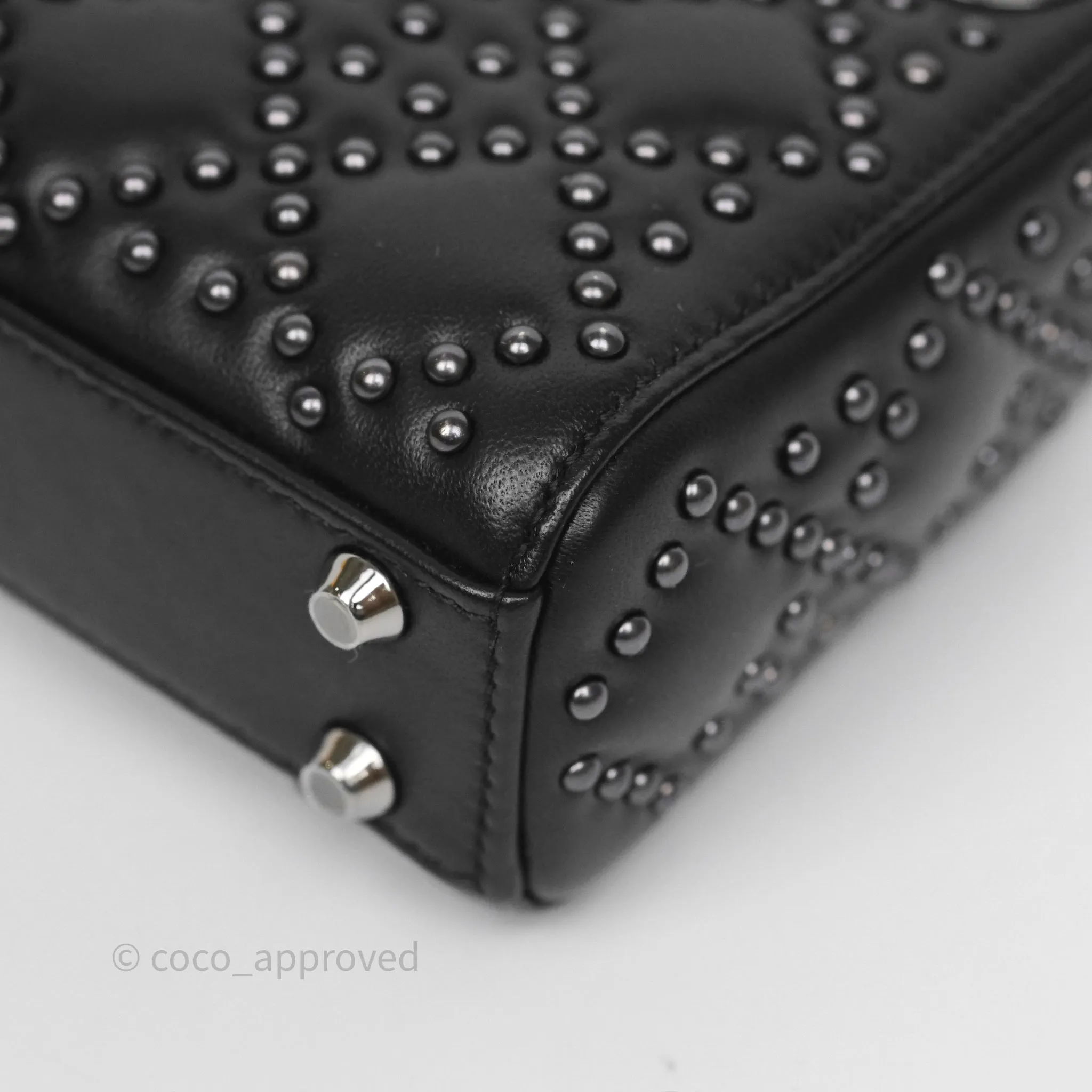 Christian Dior Micro Lady Dior Studded Cannage Black Lambskin