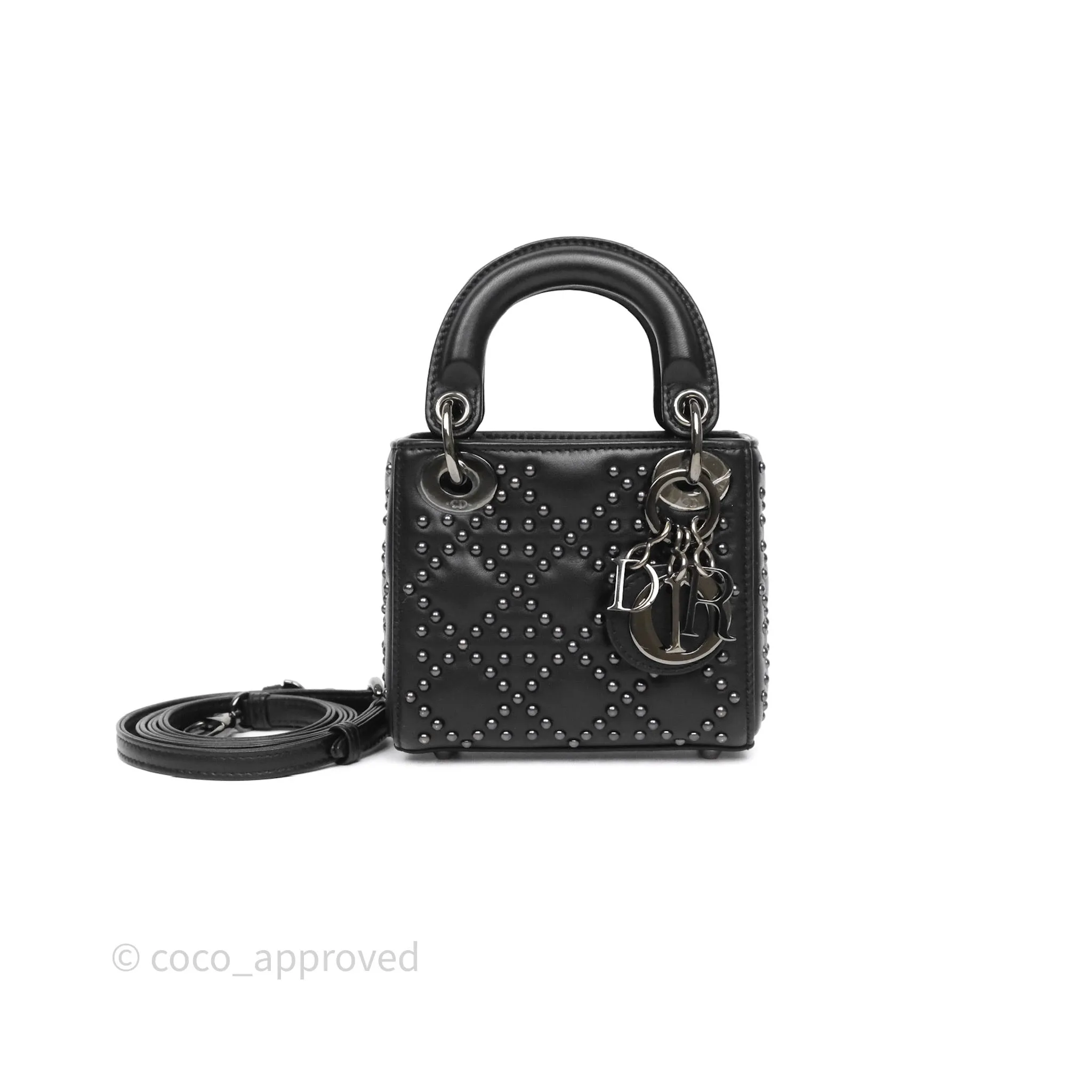 Christian Dior Micro Lady Dior Studded Cannage Black Lambskin