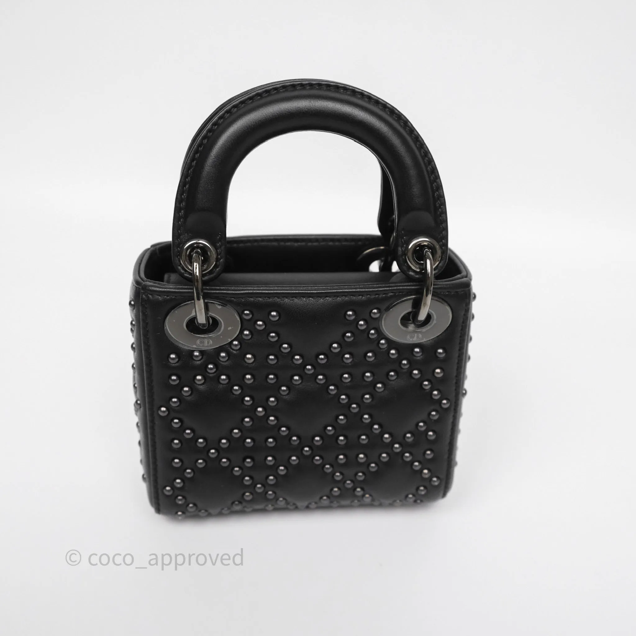 Christian Dior Micro Lady Dior Studded Cannage Black Lambskin