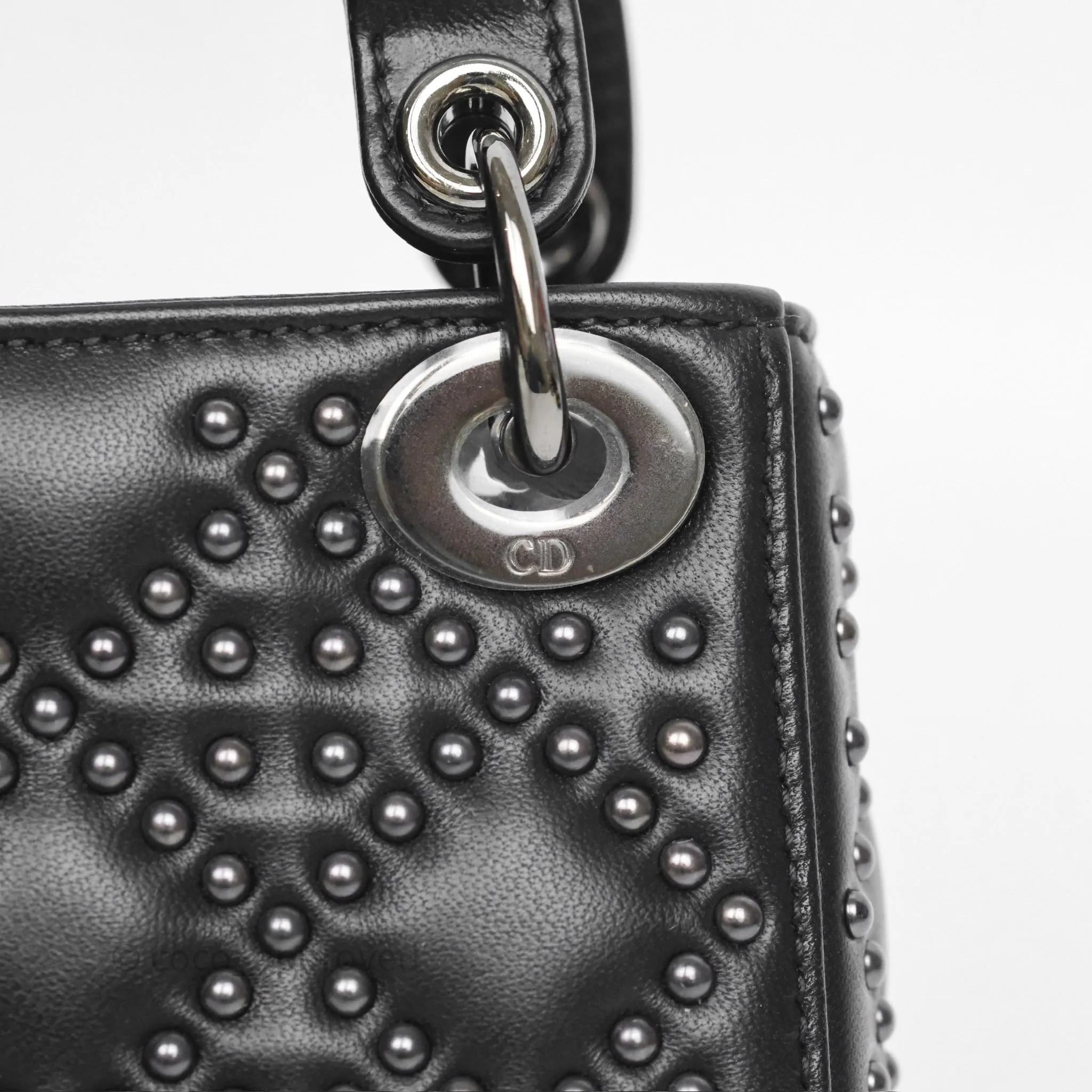 Christian Dior Micro Lady Dior Studded Cannage Black Lambskin