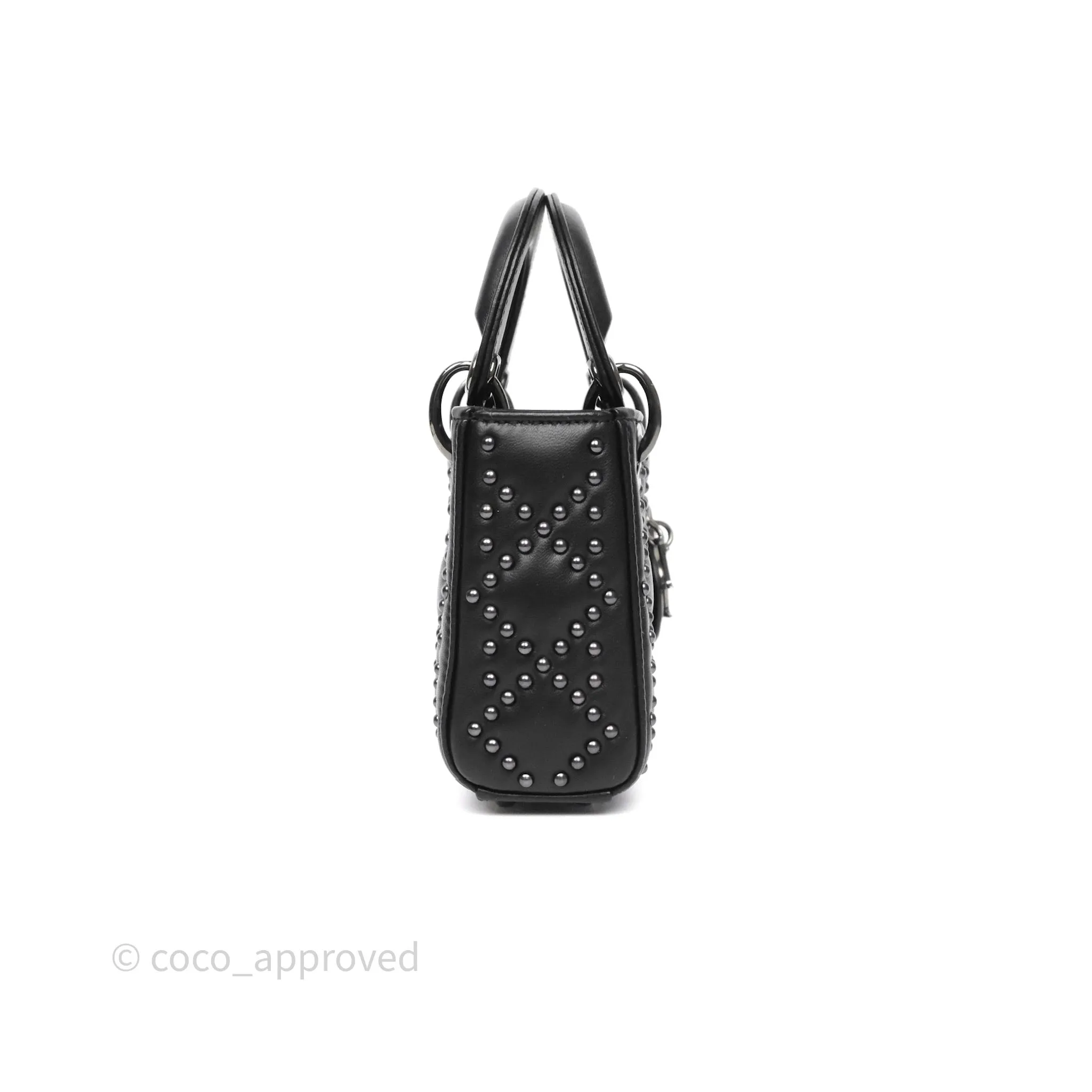 Christian Dior Micro Lady Dior Studded Cannage Black Lambskin