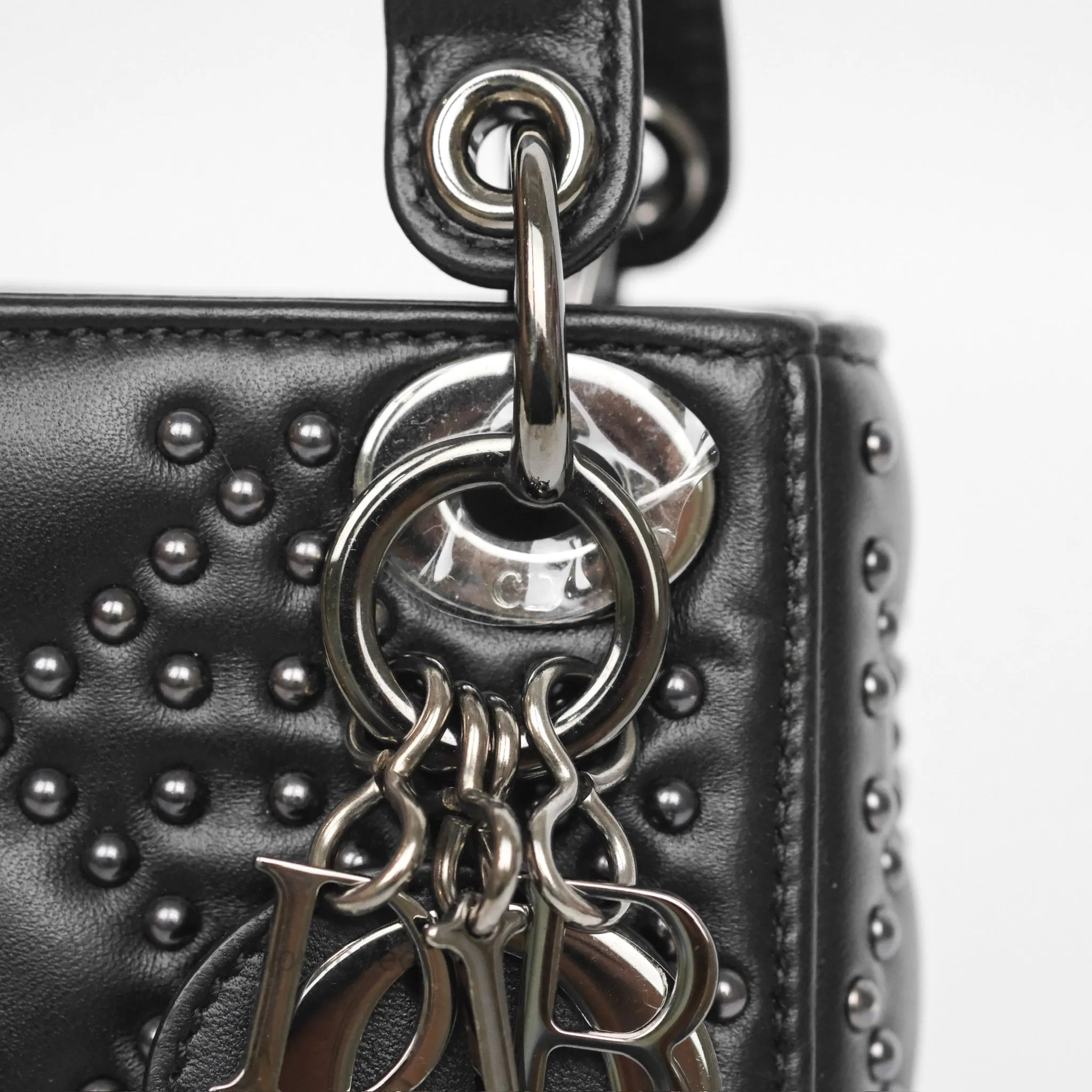 Christian Dior Micro Lady Dior Studded Cannage Black Lambskin
