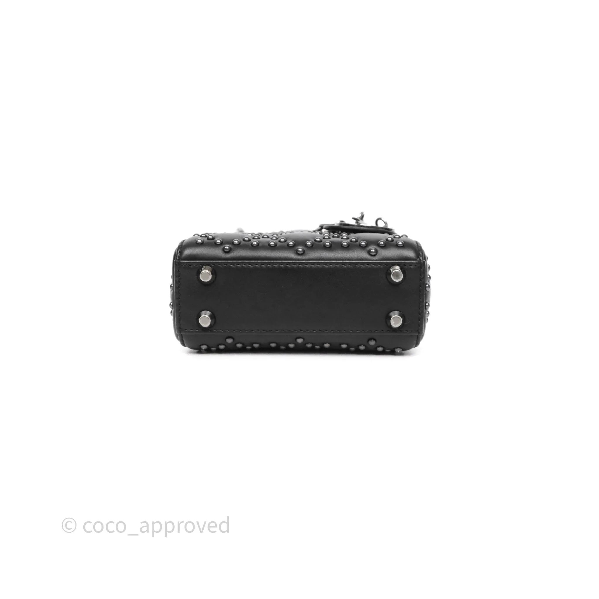 Christian Dior Micro Lady Dior Studded Cannage Black Lambskin