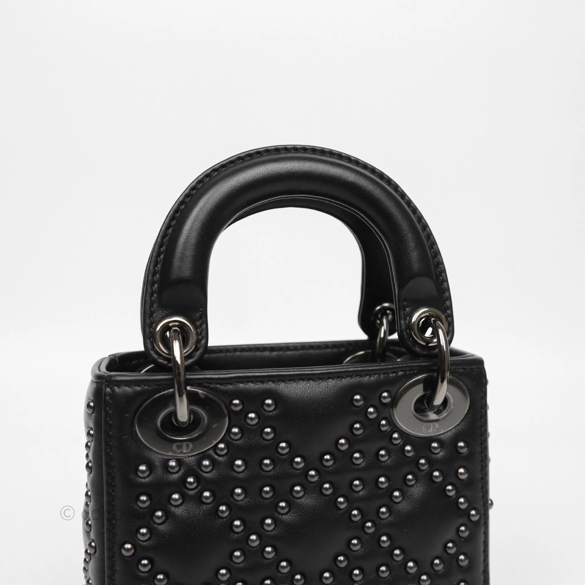 Christian Dior Micro Lady Dior Studded Cannage Black Lambskin