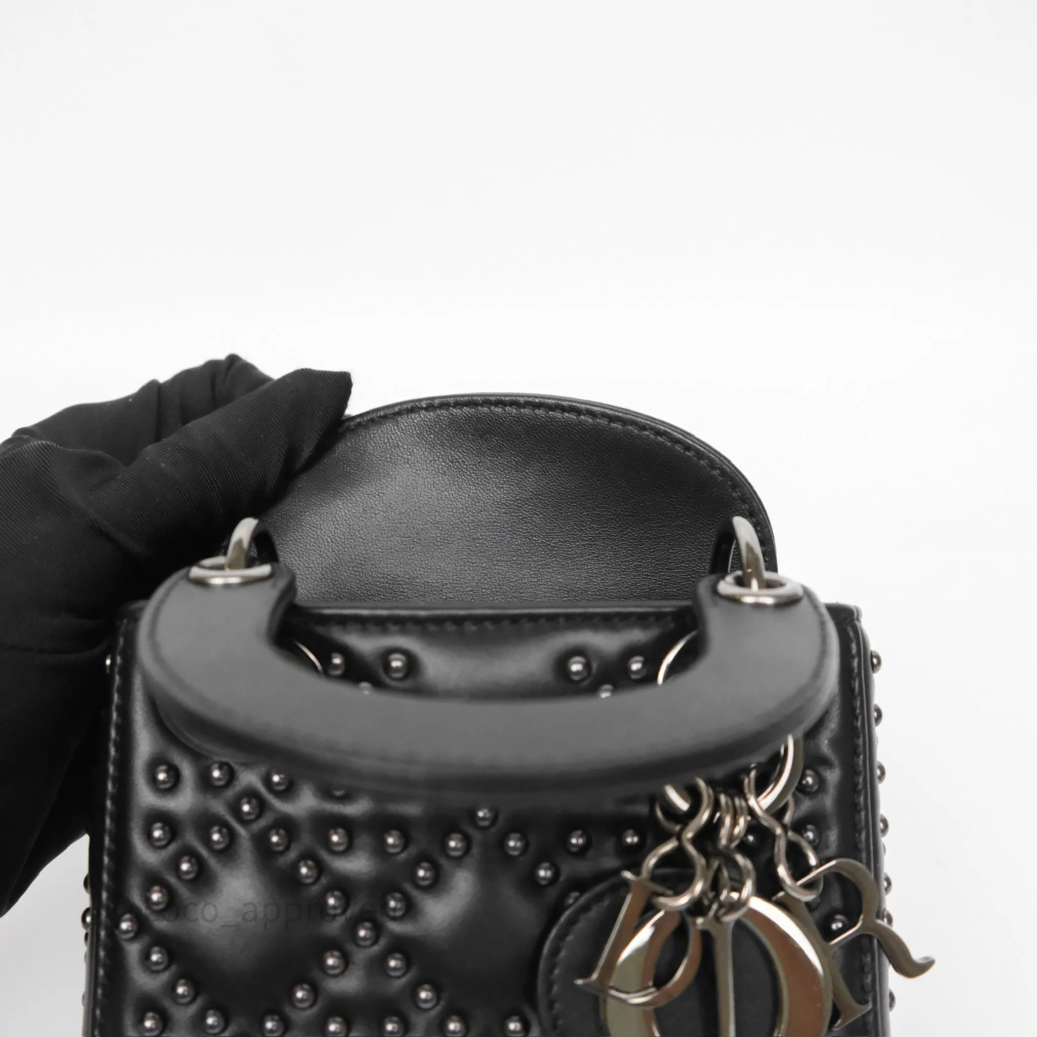 Christian Dior Micro Lady Dior Studded Cannage Black Lambskin