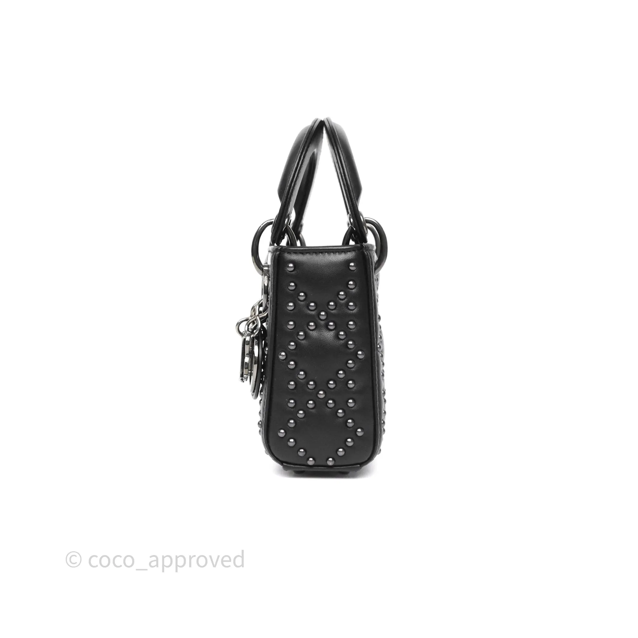 Christian Dior Micro Lady Dior Studded Cannage Black Lambskin