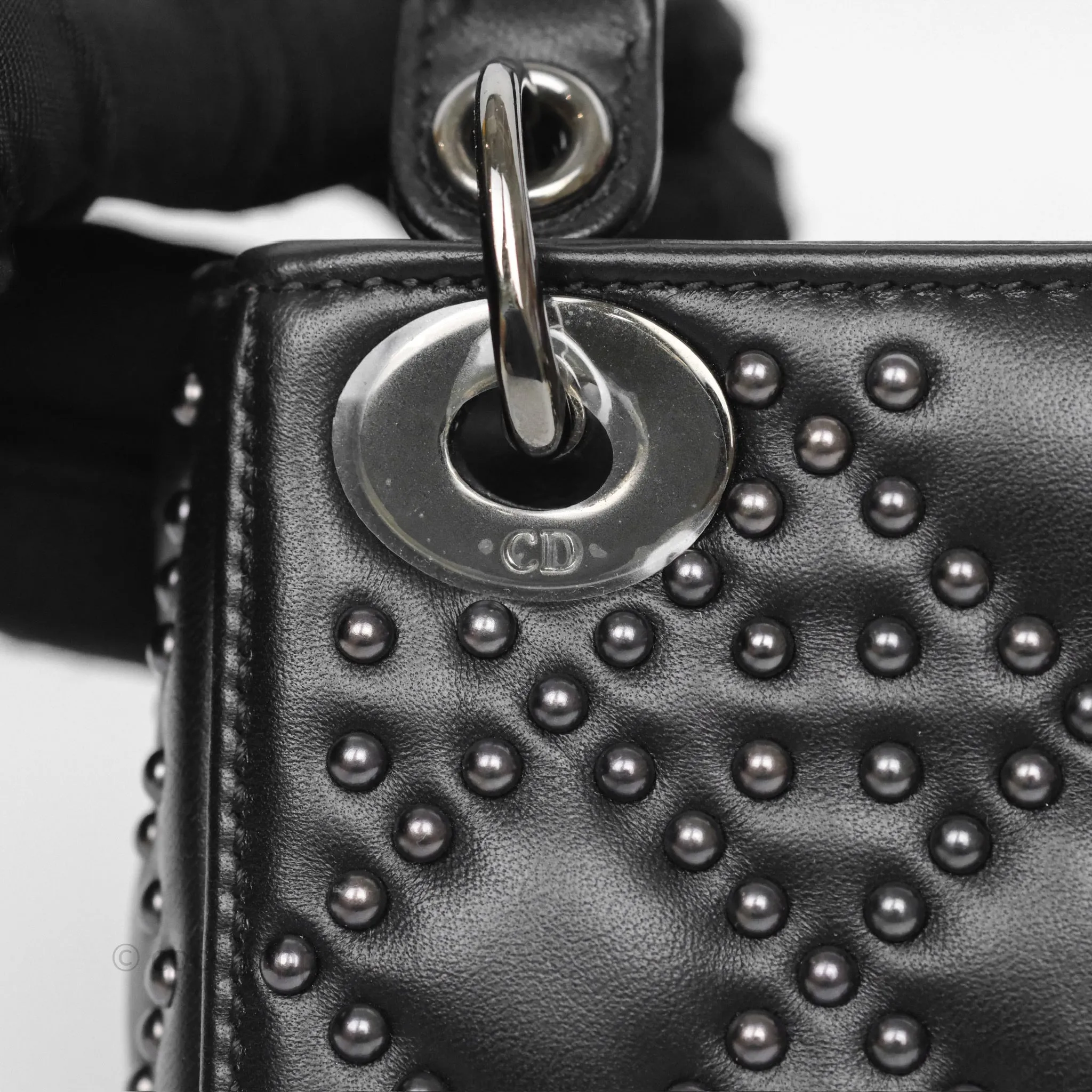 Christian Dior Micro Lady Dior Studded Cannage Black Lambskin