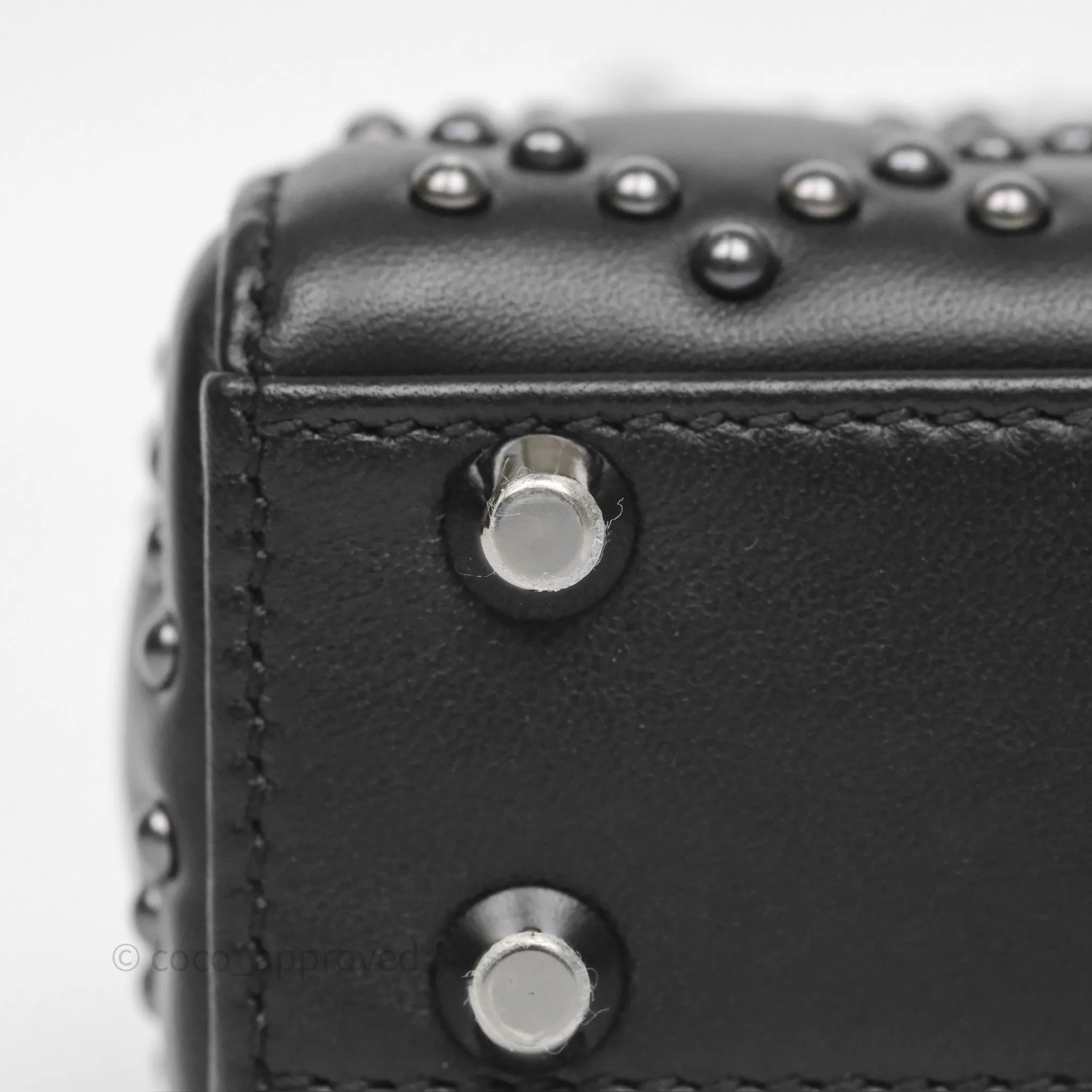 Christian Dior Micro Lady Dior Studded Cannage Black Lambskin