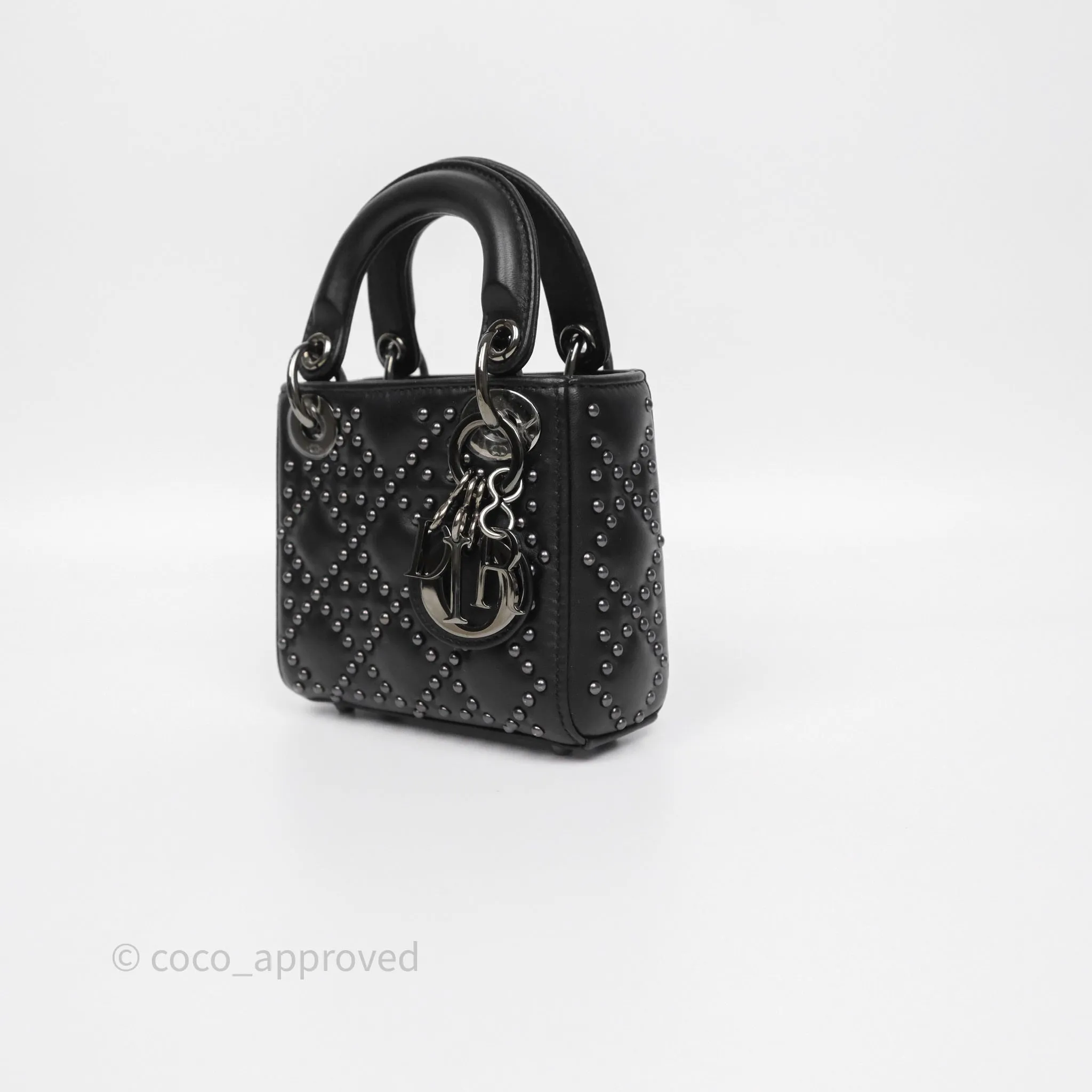Christian Dior Micro Lady Dior Studded Cannage Black Lambskin