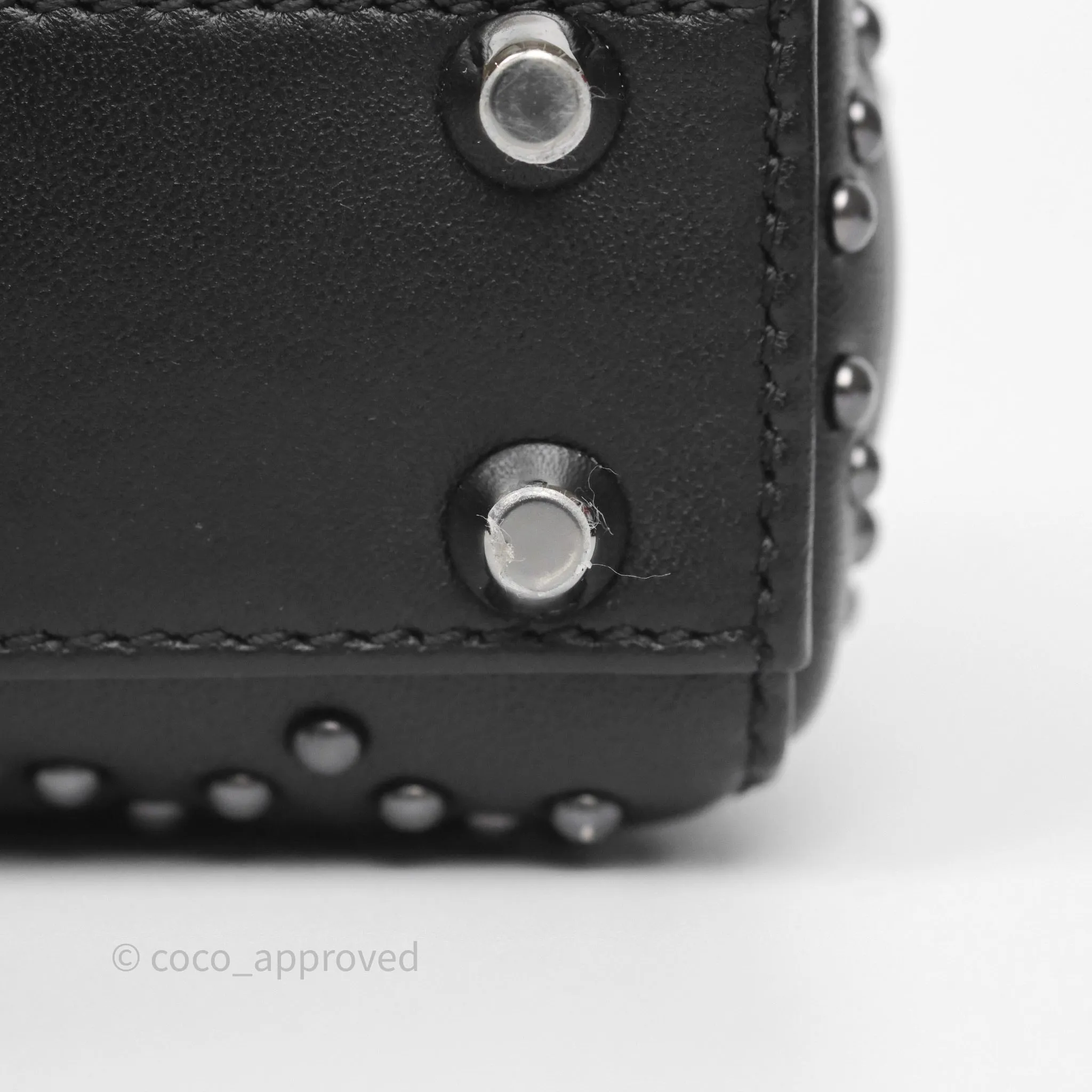 Christian Dior Micro Lady Dior Studded Cannage Black Lambskin