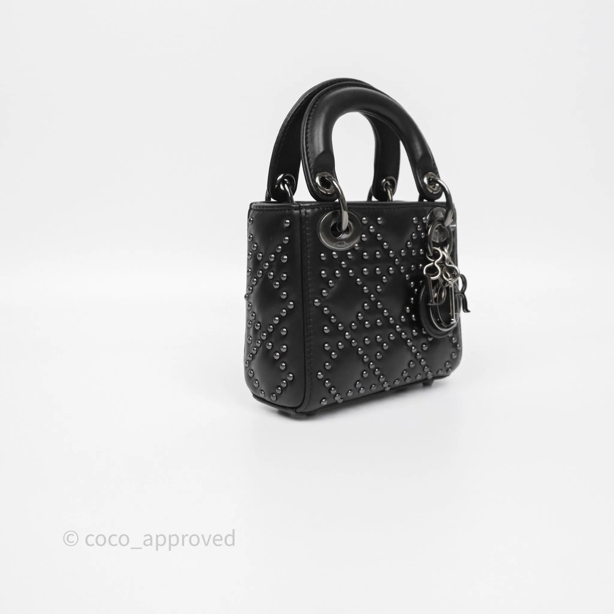 Christian Dior Micro Lady Dior Studded Cannage Black Lambskin