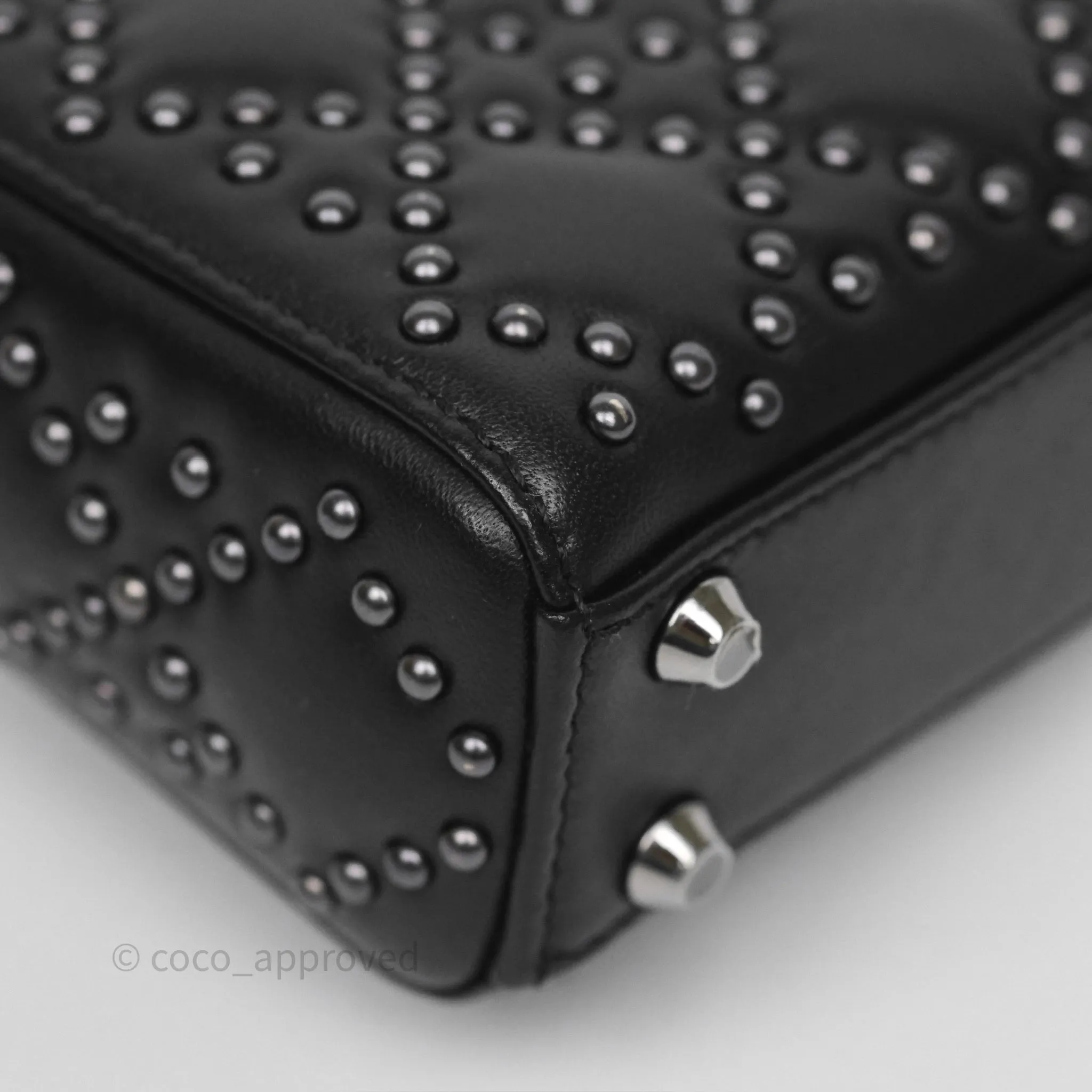 Christian Dior Micro Lady Dior Studded Cannage Black Lambskin