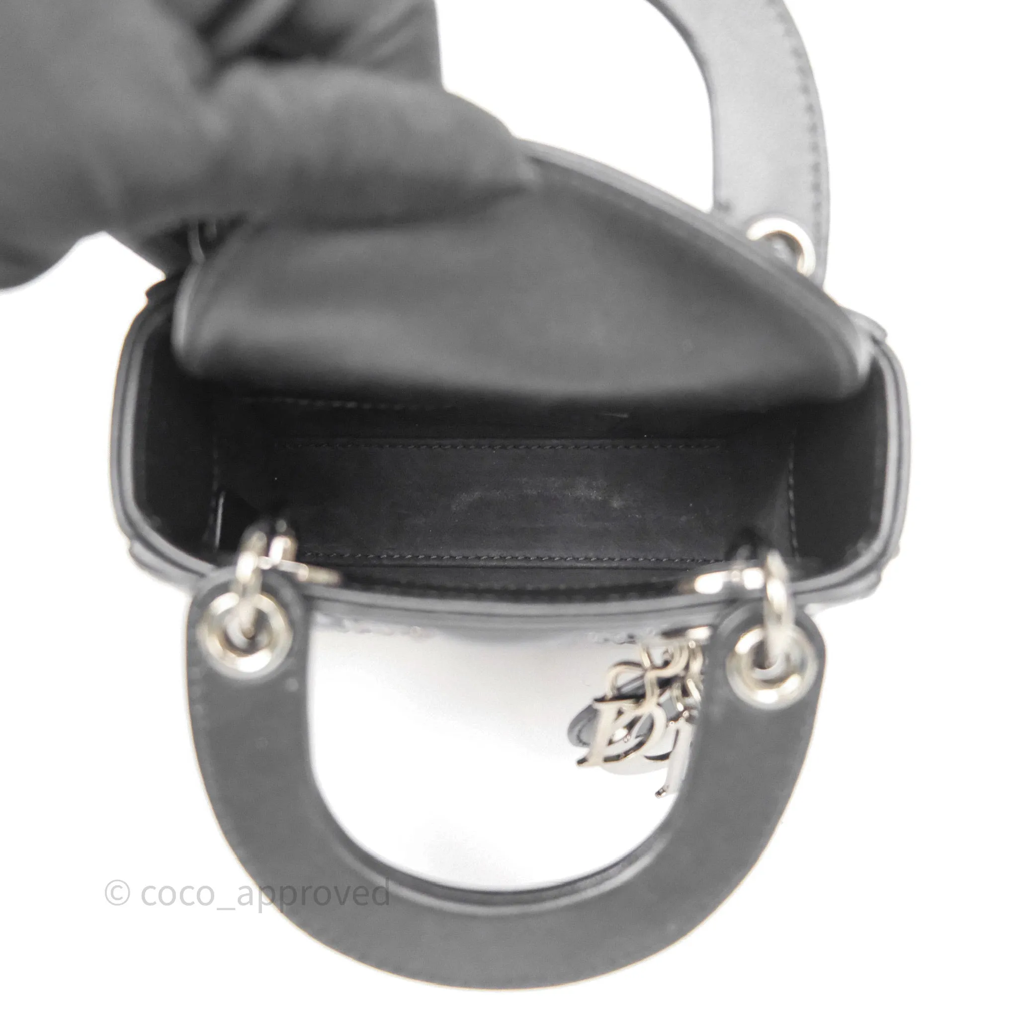 Christian Dior Micro Lady Dior Studded Cannage Black Lambskin