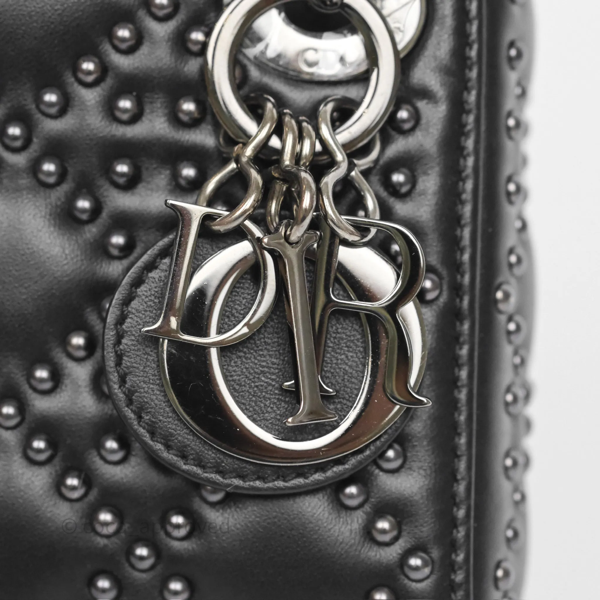 Christian Dior Micro Lady Dior Studded Cannage Black Lambskin